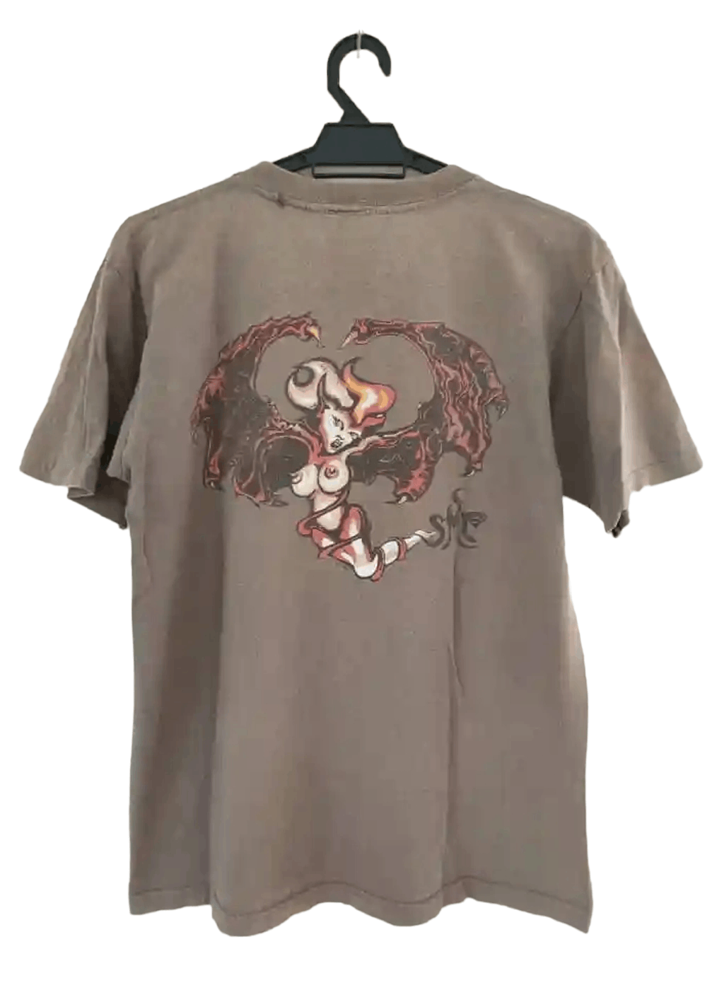 image of Think Skateboards x Vintage Smp Skateboard Backprint T in Faded Brown, Men's (Size Medium)
