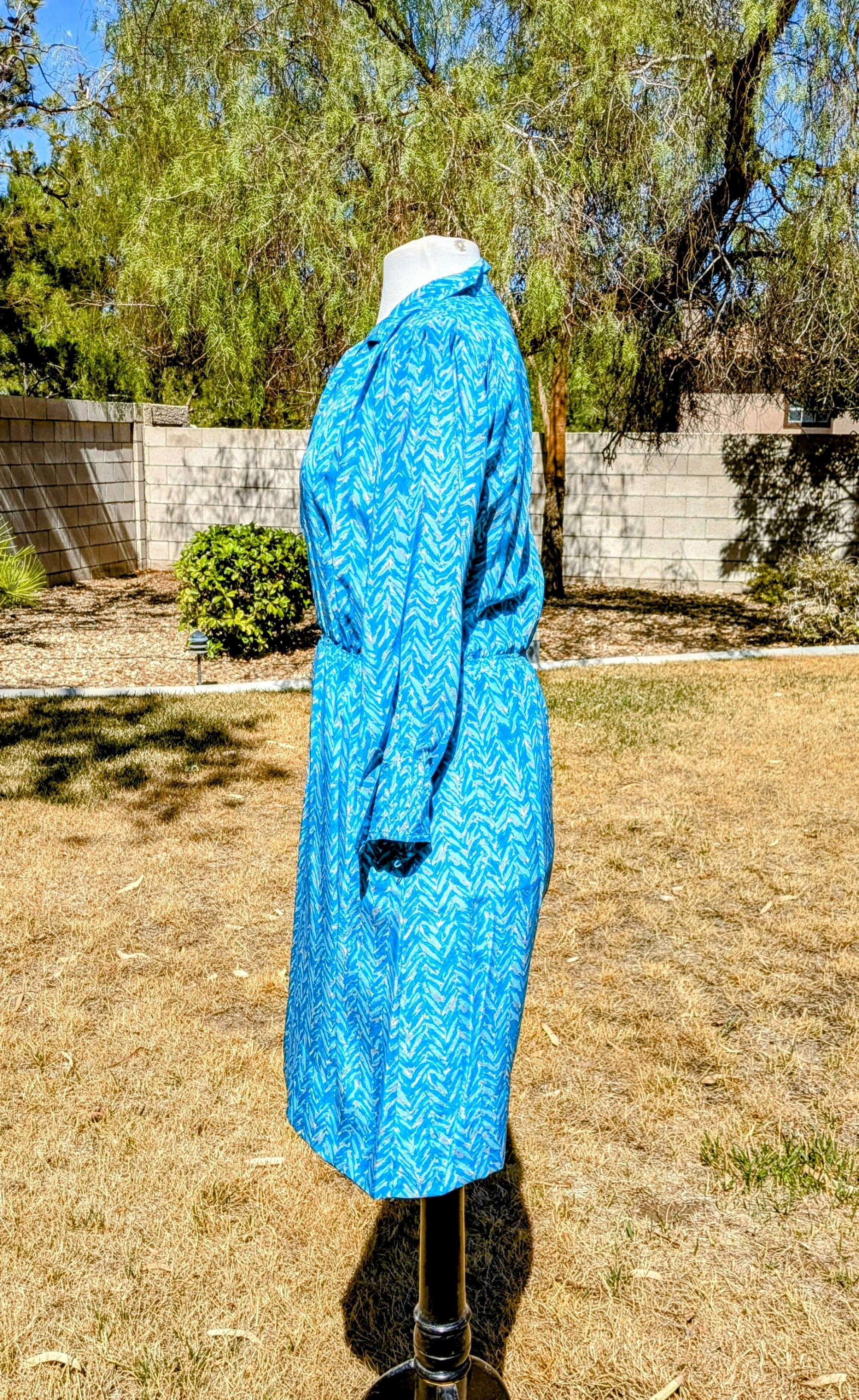 Vintage Tyfoon Int. Inc Chevron Petite Fit & Flare Blouson Dress EUC Size S / US 4 / IT 40 - 2 Thumbnail