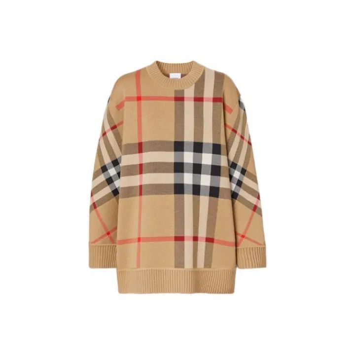 Burberry Check Pattern Wool Sweater for Women 0079