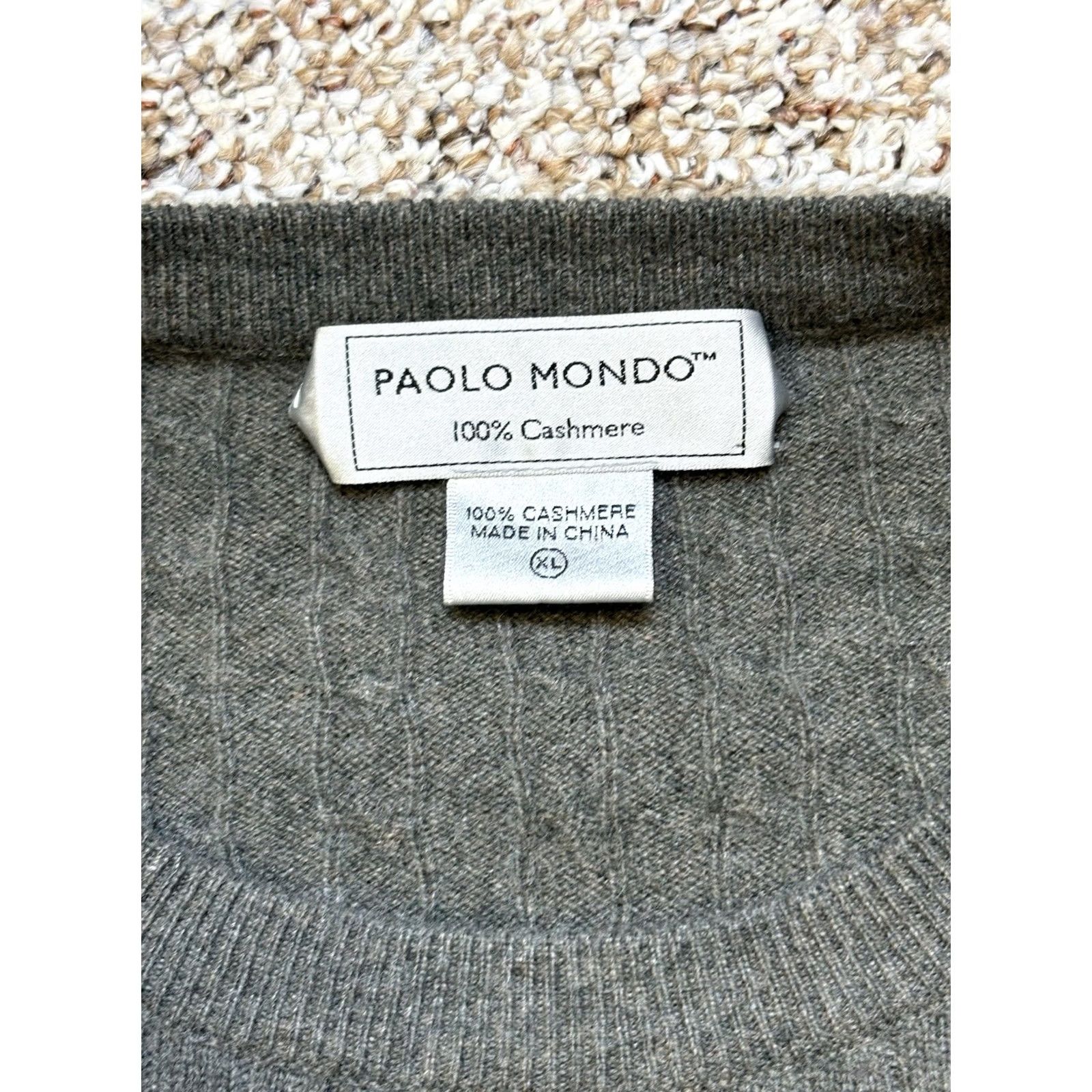 Vintage Paolo Mondo Gray Cashmere Ribbed Sweater Grey Mens Size XL Pullover Round Neck Cashmere Mens Sweater Gray XL Size US XL / EU 56 / 4 - 2 Thumbnail