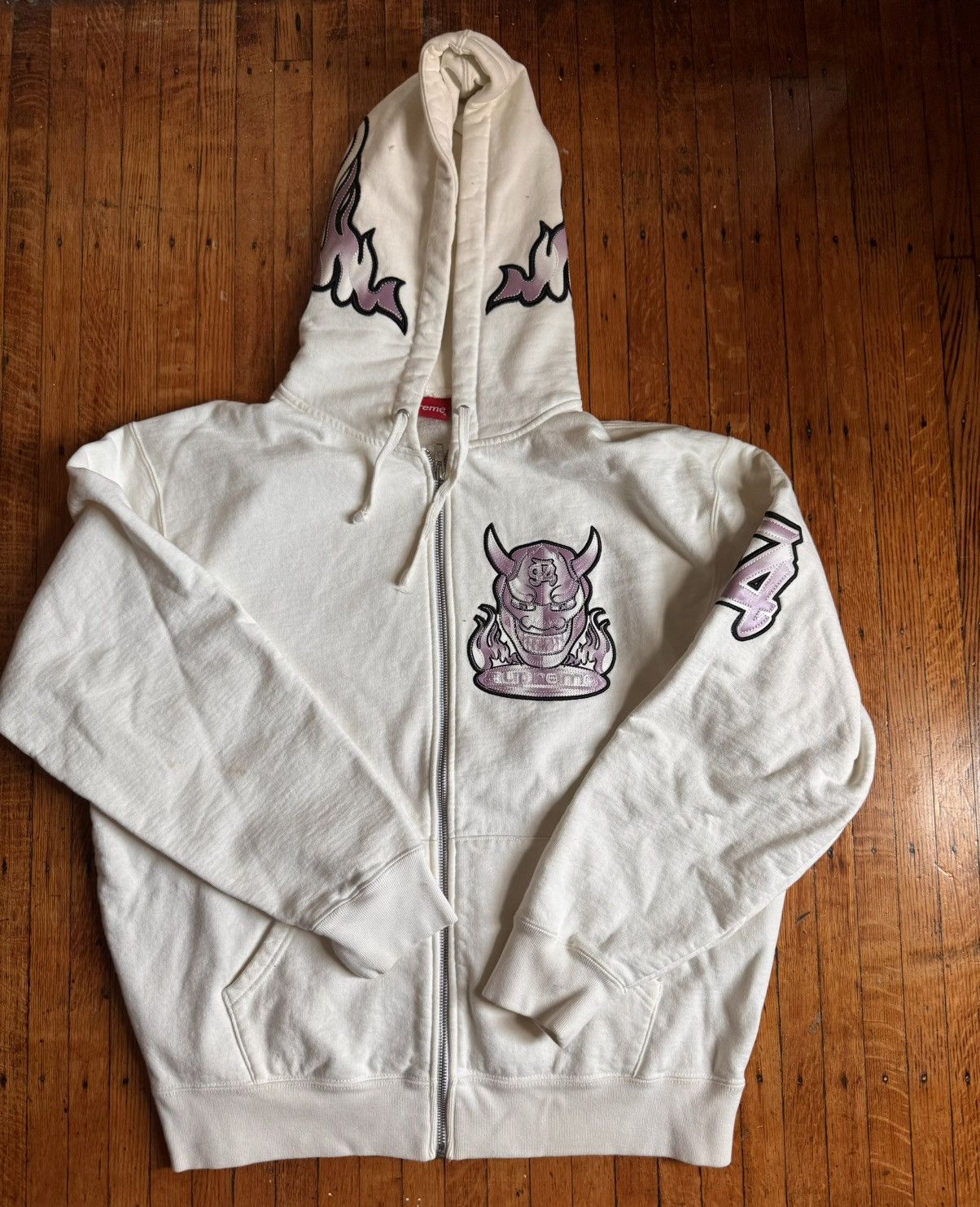 Supreme Supreme Demon Zip Up Hooded Sweatshirt 'White' Size US M / EU 48-50 / 2 - 1 Thumbnail