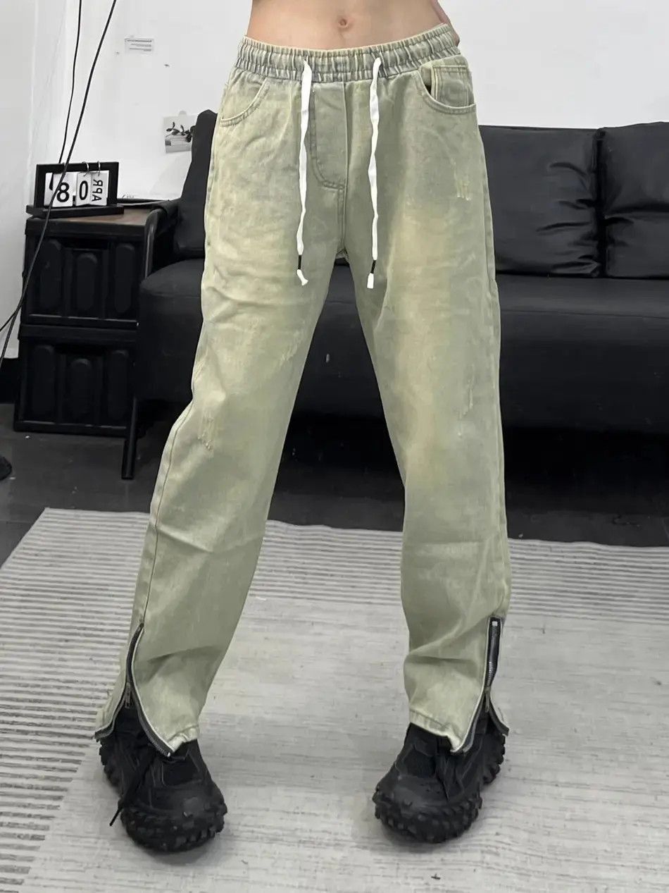 Japanese Brand Retro washed yellow mud elastic waist jeans Size US 30 / EU 46 - 5 Thumbnail