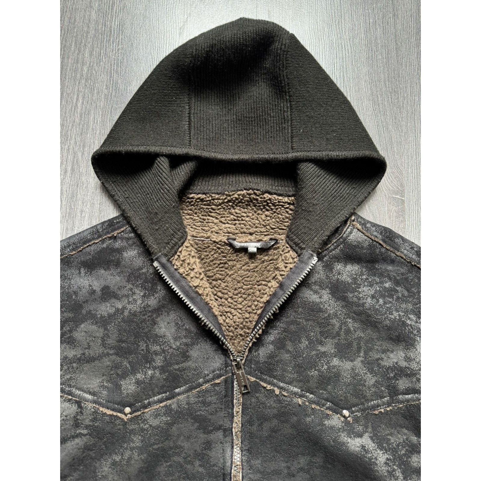 Japanese Brand × Vintage Y2K Avantgarde Zip Washed Sherpa Hoodie Balenciaga Style Size US XL / EU 56 / 4 - 4 Thumbnail