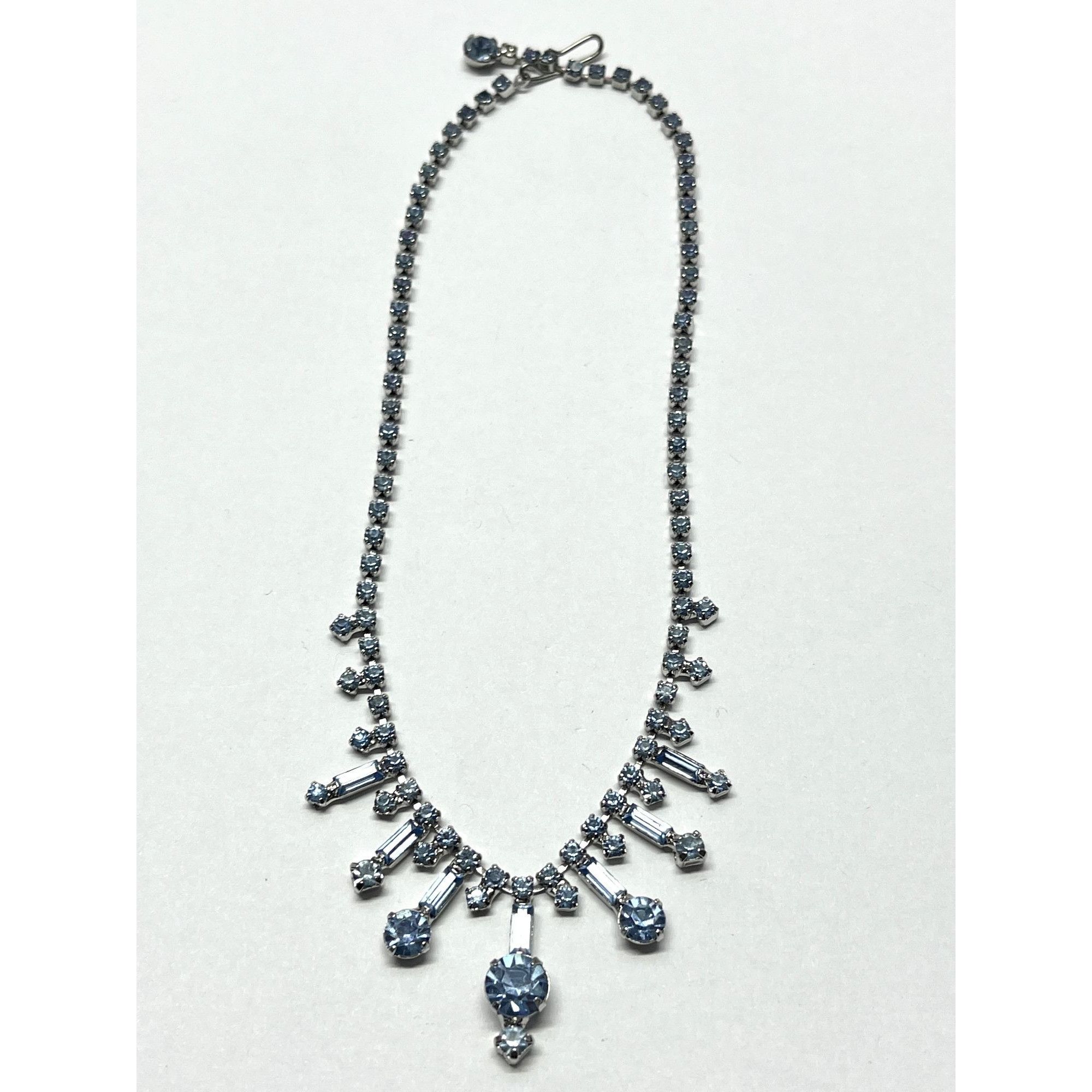 Vintage Blue Rhinestone Collar Necklace
