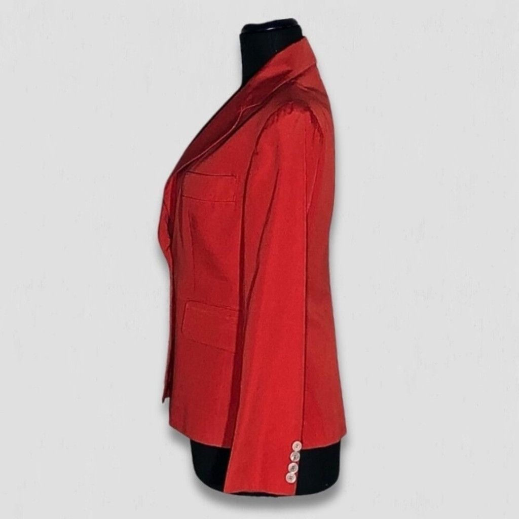 Evan Picone Evan Picone Blazer Tailored Jacket Linen Cotton Red Small Size S / US 4 / IT 40 - 3 Thumbnail