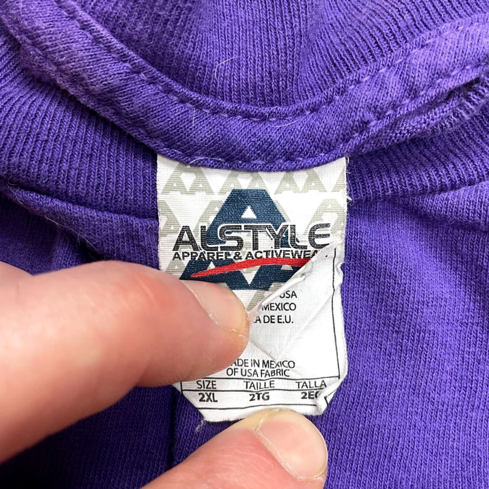 Vintage Alstyle Apparel & Activewear Shirt Mens 2XL Purple Las Vegas Nevada Logo Tee T-Shirt Crew Neck Short Sleeve Size US XXL / EU 58 / 5 - 4 Thumbnail