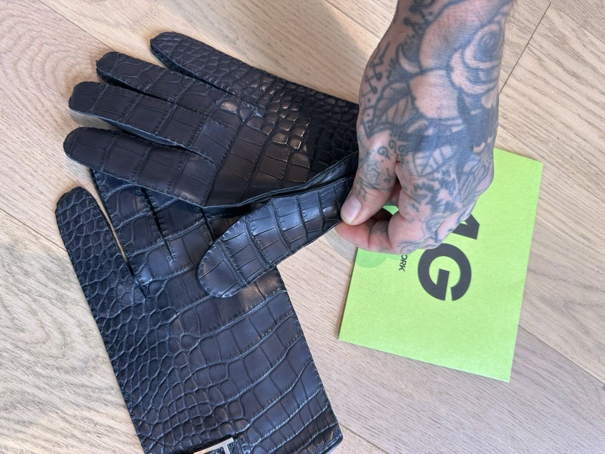 Hermes HERMES CROC ALLIGATOR BLACK XL GLOVES NEW Size ONE SIZE - 7 Thumbnail