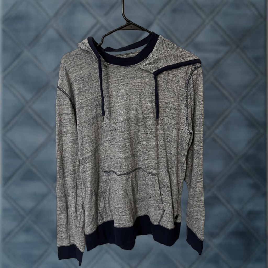 Express Express Pullover Hoodie Shirt Mens L Blue Logo Knit Hooded Casual Modern Preppy Size US L / EU 52-54 / 3 - 1 Thumbnail
