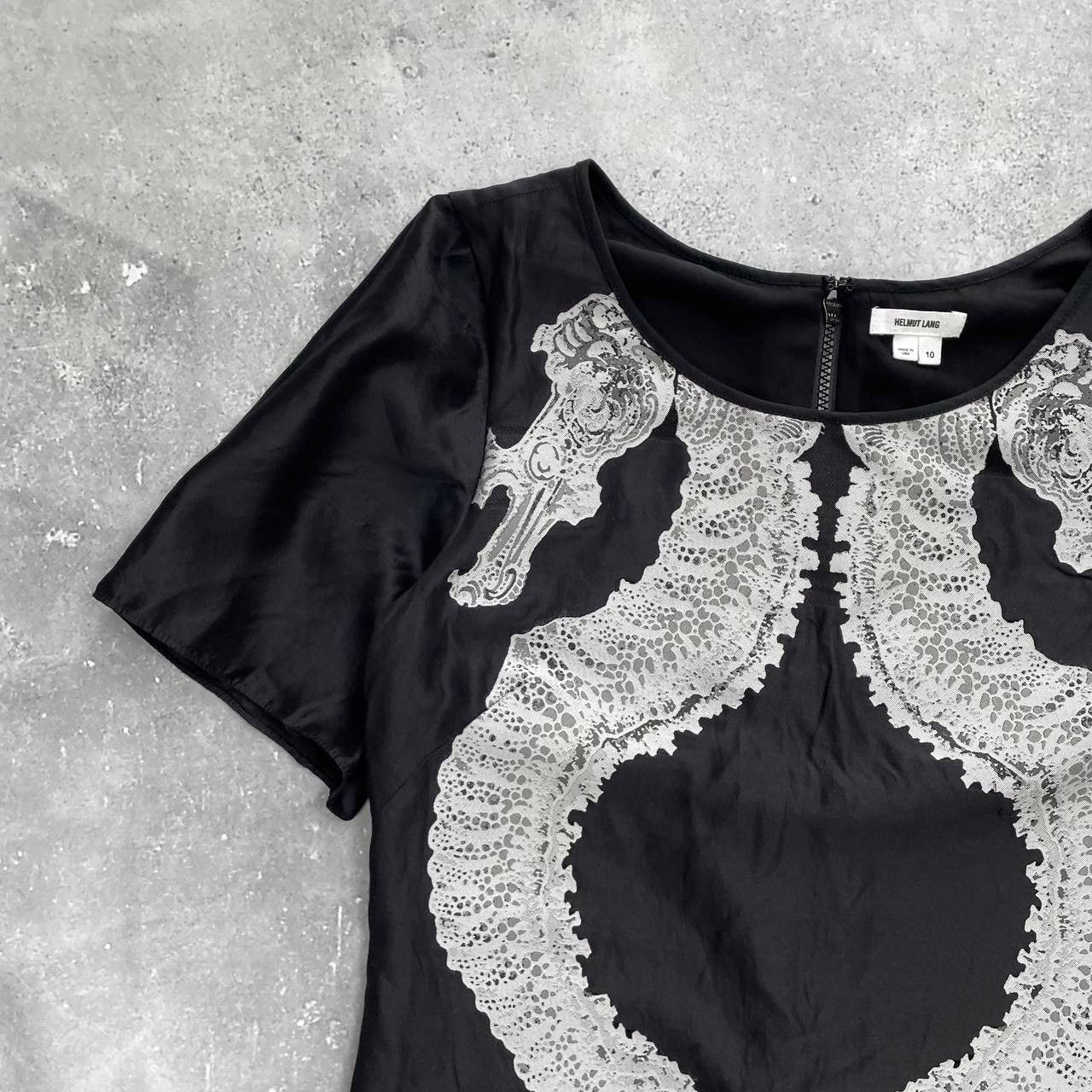 Designer × Helmut Lang Helmut Lang Seahorses Print Midi Dress Women’s Black/Gray 10 Size L / US 10 / IT 46 - 6 Thumbnail