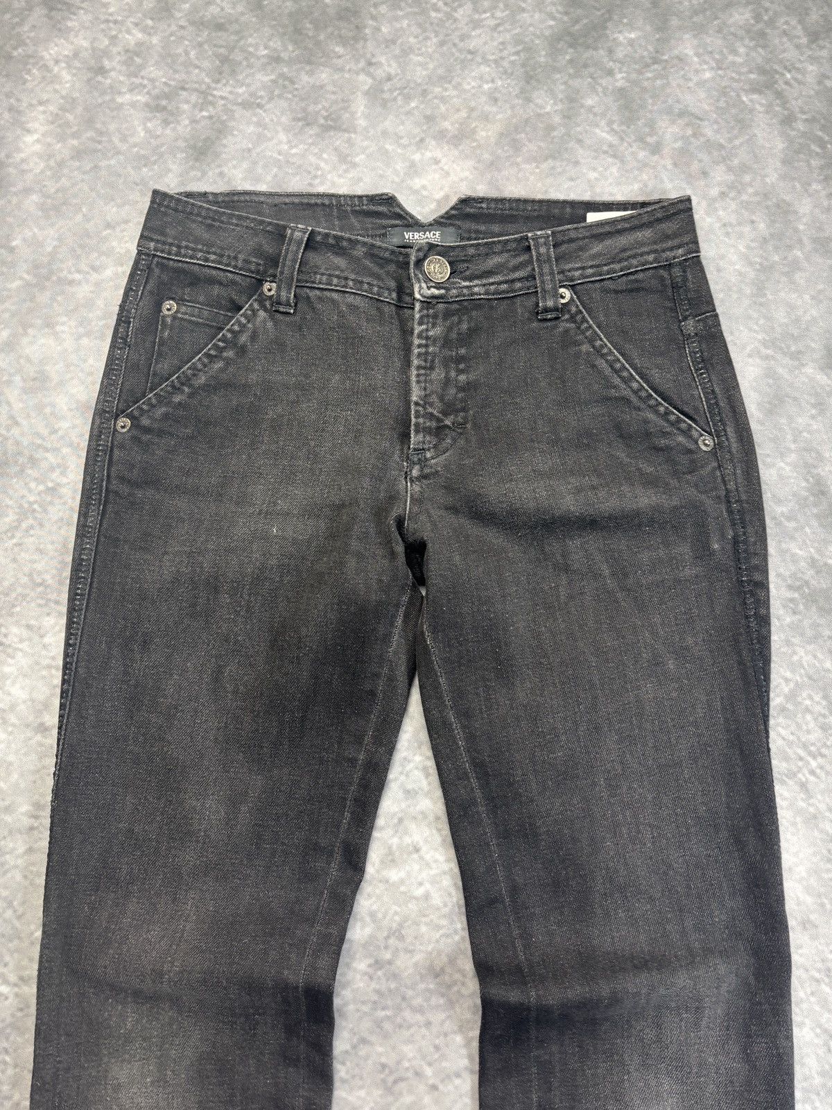 Versace × Versace Jeans Couture × Vintage 2000s Versace Jeans Couture Black Denim Vintage VJC Pants Y2 Size 26" / US 2 / IT 38 - 6 Thumbnail