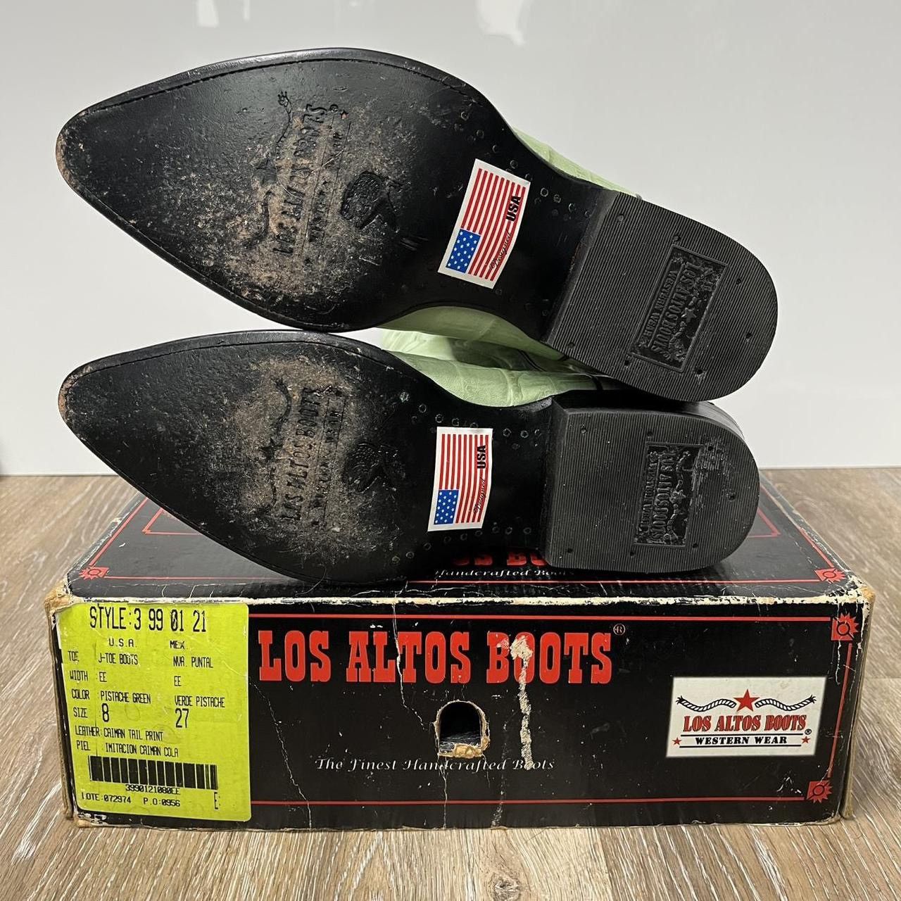 Los Altos Boots 90s los altos green croc cowboy boots Size US 8 / EU 41 - 6 Thumbnail