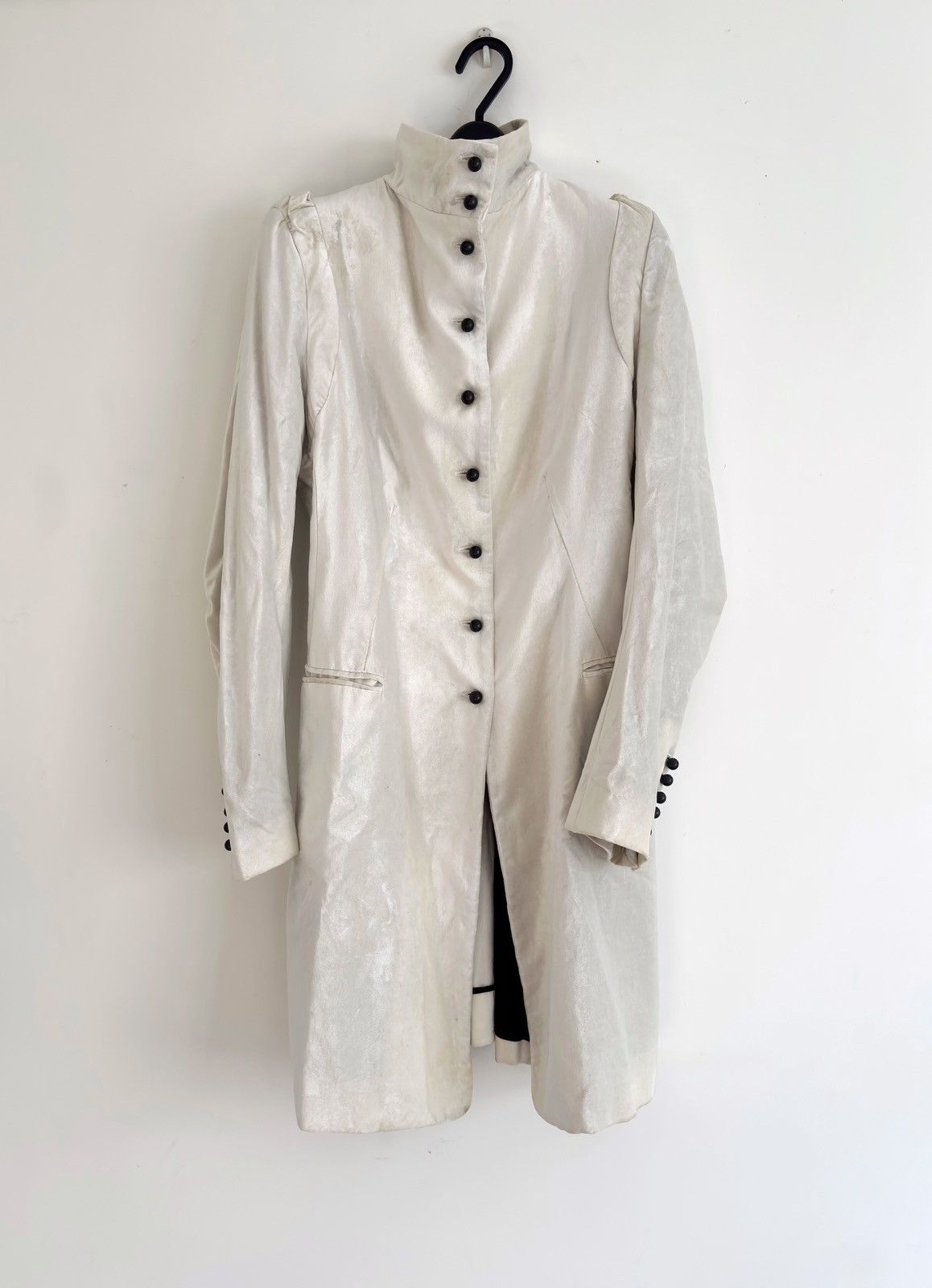 Ann Demeulemeester Ann Demeulemeester White Velvet Coat Size S / US 4 / IT 40 - 1 Thumbnail