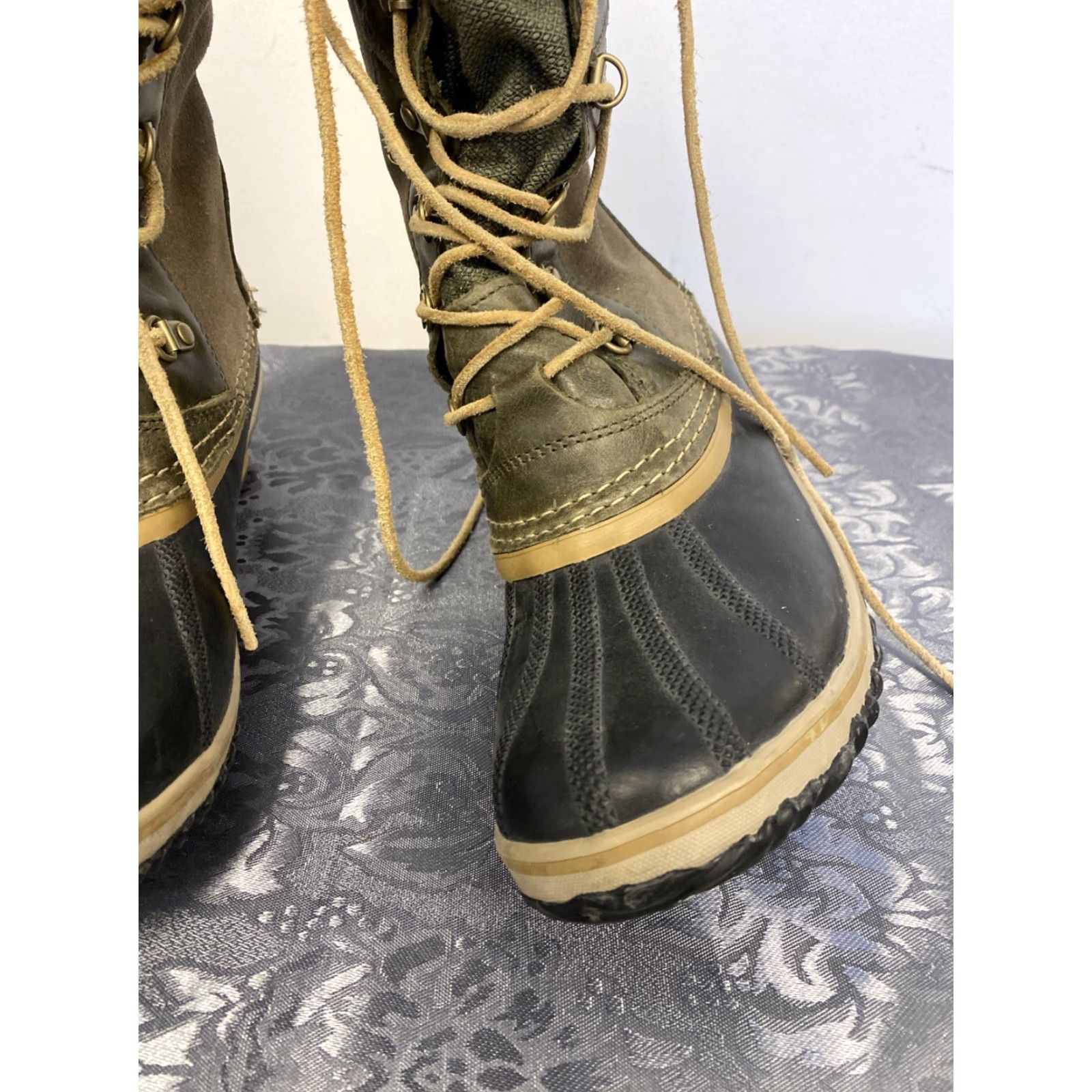 SOREL VINTAGE Sorel Conquest Carly Leather Snow Boots Waterproof Winter Boots Women Size 10 EUR 41 Military Green Size US 10 / IT 40 - 4 Thumbnail