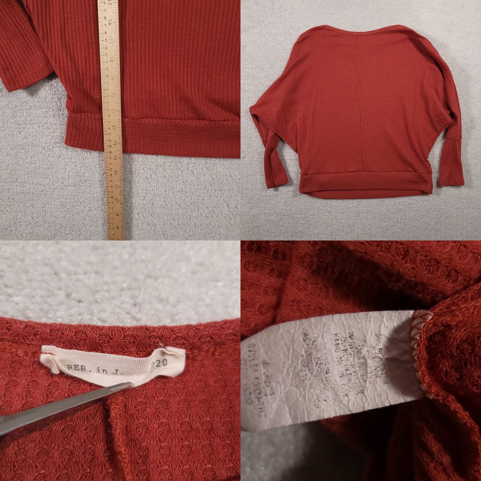 Rusty REB & J 220 Shirt Women's Medium Rust Orange Thermal Waffle Knit Shirt Size M / US 6-8 / IT 42-44 - 8 Thumbnail