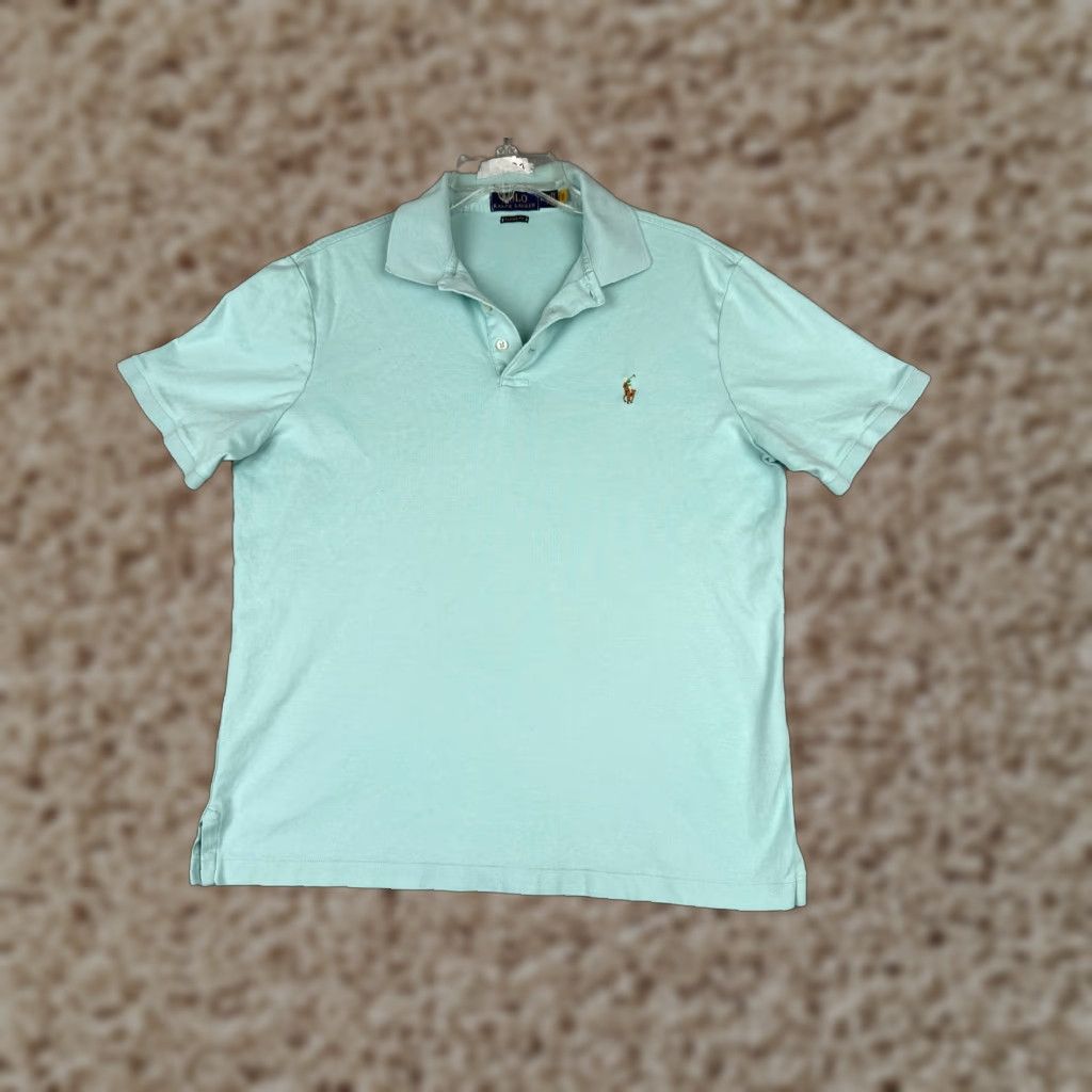 Ralph Lauren VINTAGE Ralph Lauren Polo Shirt Adult Medium Blue 100% Cotton Short Sleeve Jersey Fabric Polo Shirt Size US M / EU 48-50 / 2 - 1 Thumbnail