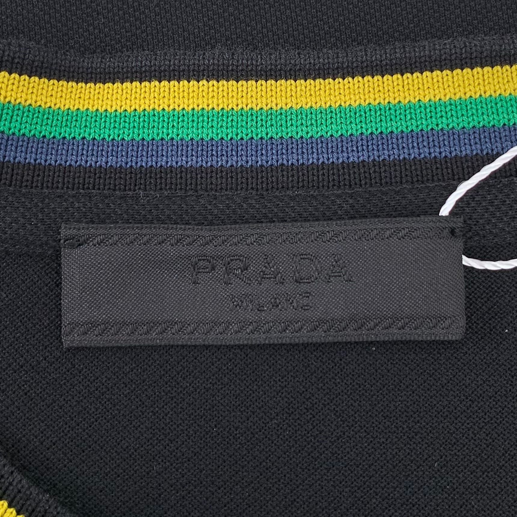 Prada Prada Mens Black Cotton Crewneck T-Shirt With Multicolor Col Size US S / EU 44-46 / 1 - 5 Thumbnail