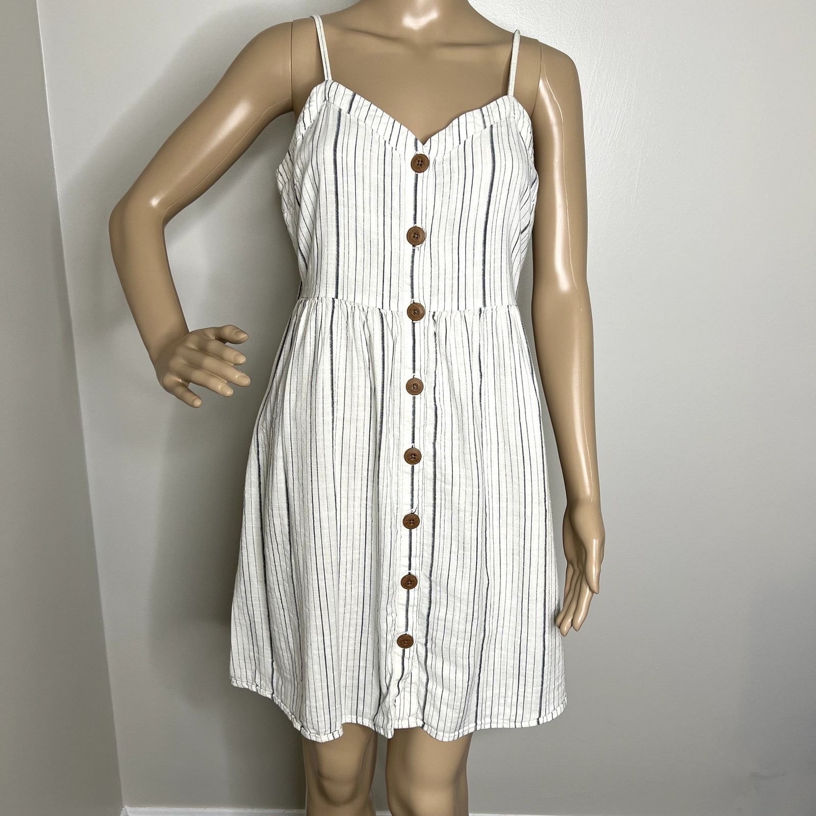 Other SO White Striped Button Down Dress Size M / US 6-8 / IT 42-44 - 8 Thumbnail