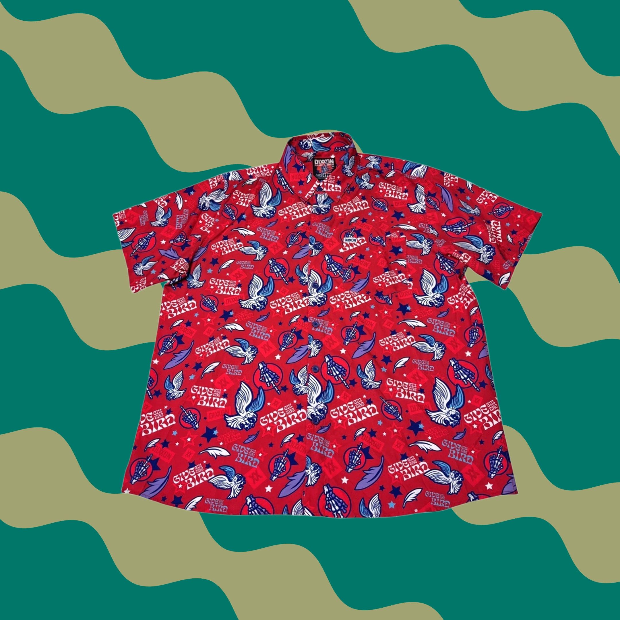 Vintage Dixxon Flannel Co Give Em The Bird Red Graphic Button Up Shirt Mens 2XL Size US XXL / EU 58 / 5 - 1 Thumbnail