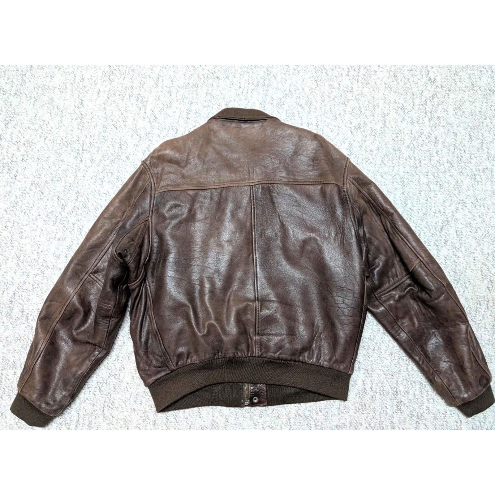 Aeropostale VINTAGE Aeropostale Leather Jacket Bomber Jacket Mens L 44 Brown Wool? (keep to original words only) Size US L / EU 52-54 / 3 - 2 Thumbnail