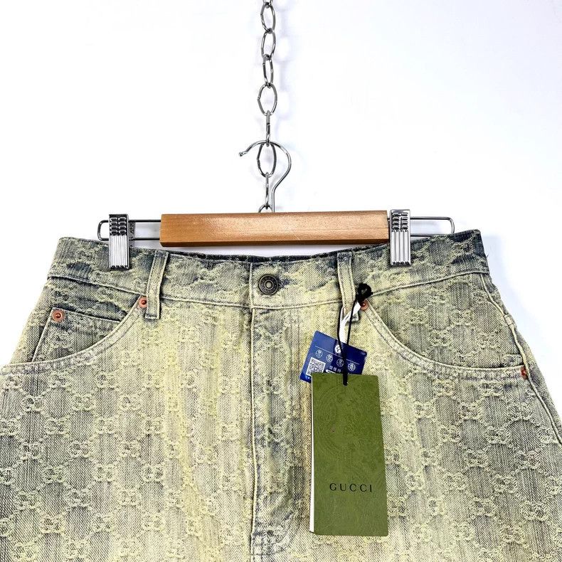 Gucci Gucci Washed blue old double G letter jacquard A-shaped de Size 27" / US 4 / IT 40 - 3 Thumbnail