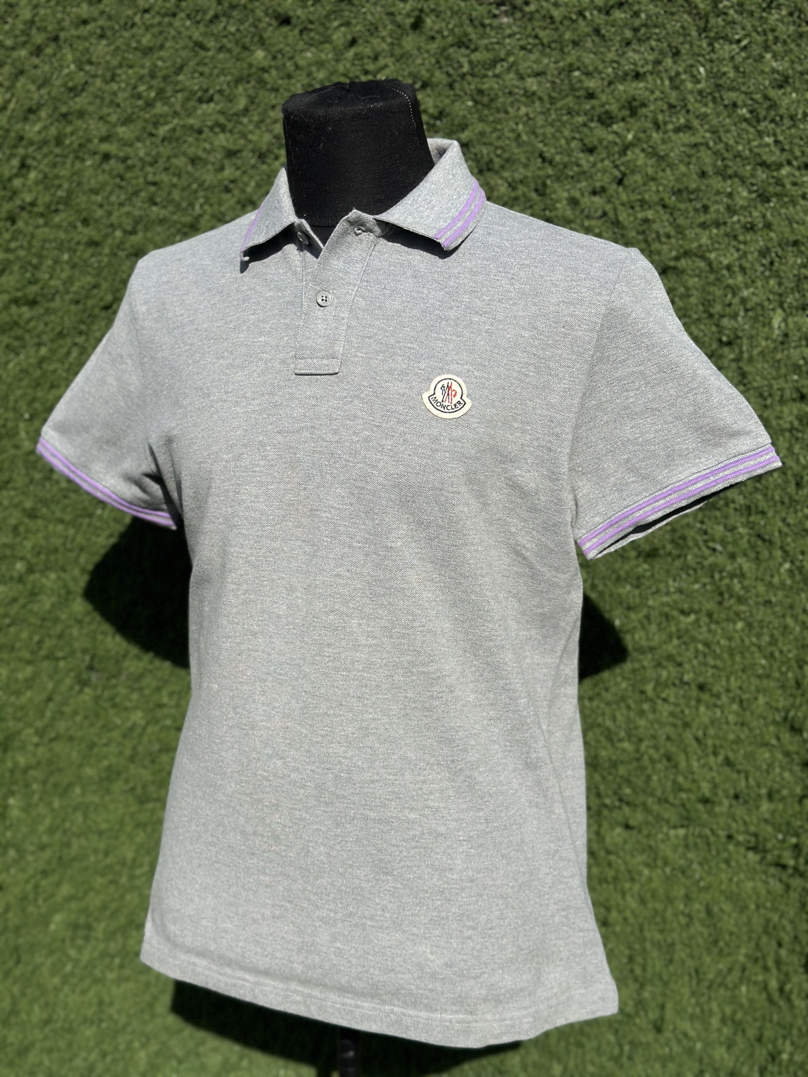 Moncler Moncler Classic Pique Polo Shirt Logo Patch Gray Size XL Size US XL / EU 56 / 4 - 5 Thumbnail