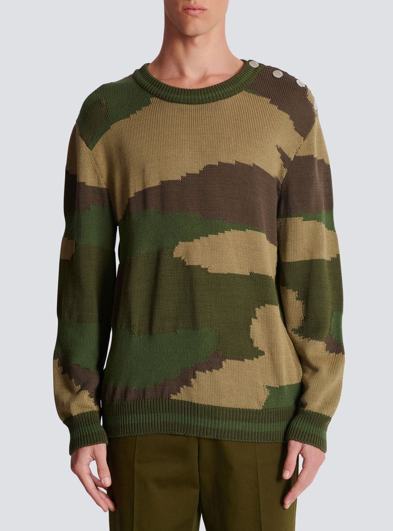Balmain o1y0426 Crewneck Sweater in Military Green Size US S / EU 44-46 / 1 - 2 Thumbnail