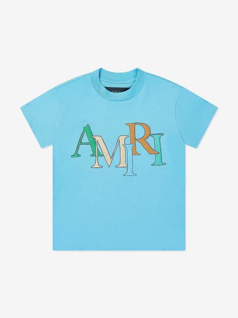 Amiri oc11z0225 KIDS Staggered Scribble T-Shirt in Sky Blue Size US XXS / EU 40 - 1 Thumbnail
