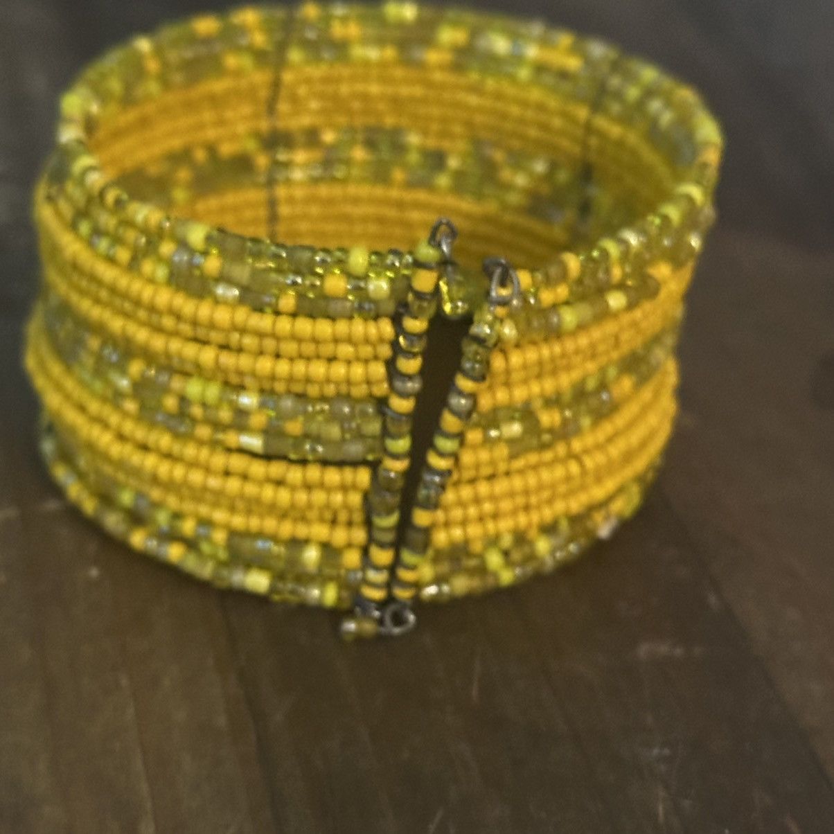 Other Wide mustard yellow seed bead cuff bracelet Size ONE SIZE - 4 Thumbnail