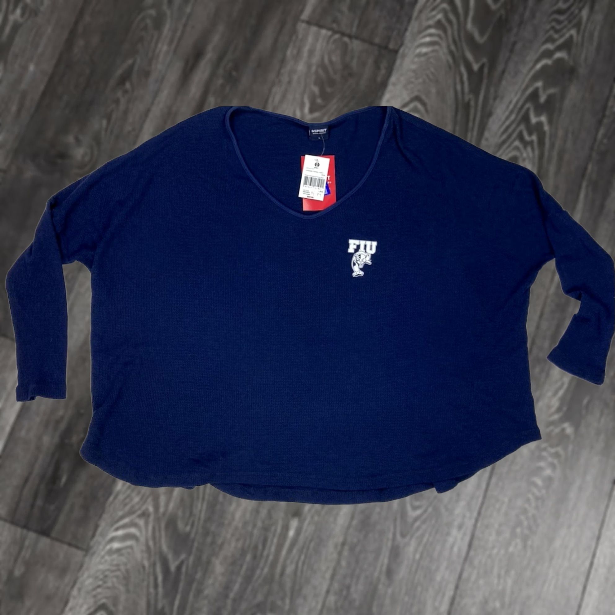 ESPIRIT Spirit FIU Panthers T-Shirt Women L Blue Long Sleeve Knit Cotton Spirit Jersey Size L / US 10 / IT 46 - 1 Thumbnail