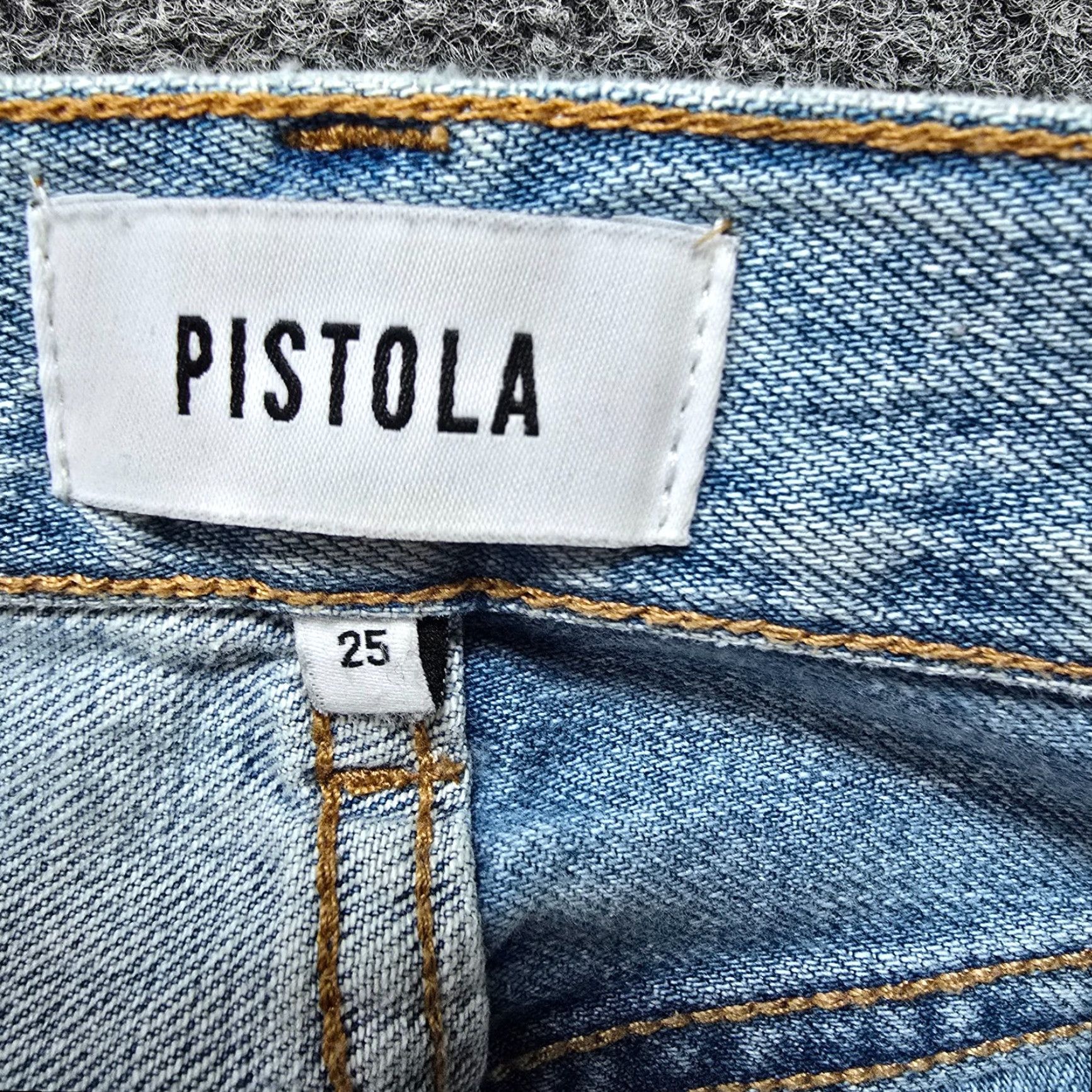 Pistola Pistola Jeans Womens 25 Blue Straight Jeans Distressed Grunge 5-Pocket Denim Wide Leg Colorblocked Regular Car Size 42" / US 20 - 5 Thumbnail