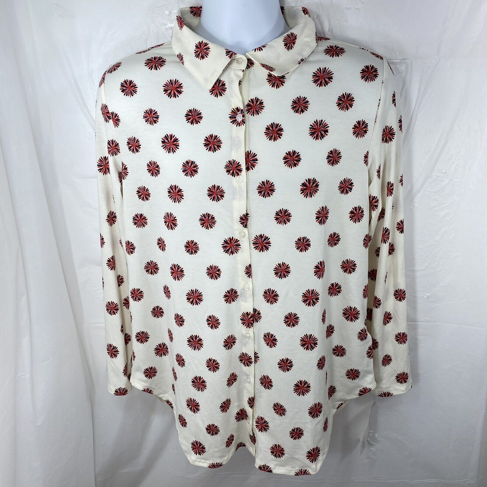 Other LuLaRoe Valentina Small White Fireworks Button Down Shirt Size S / US 4 / IT 40 - 1 Thumbnail