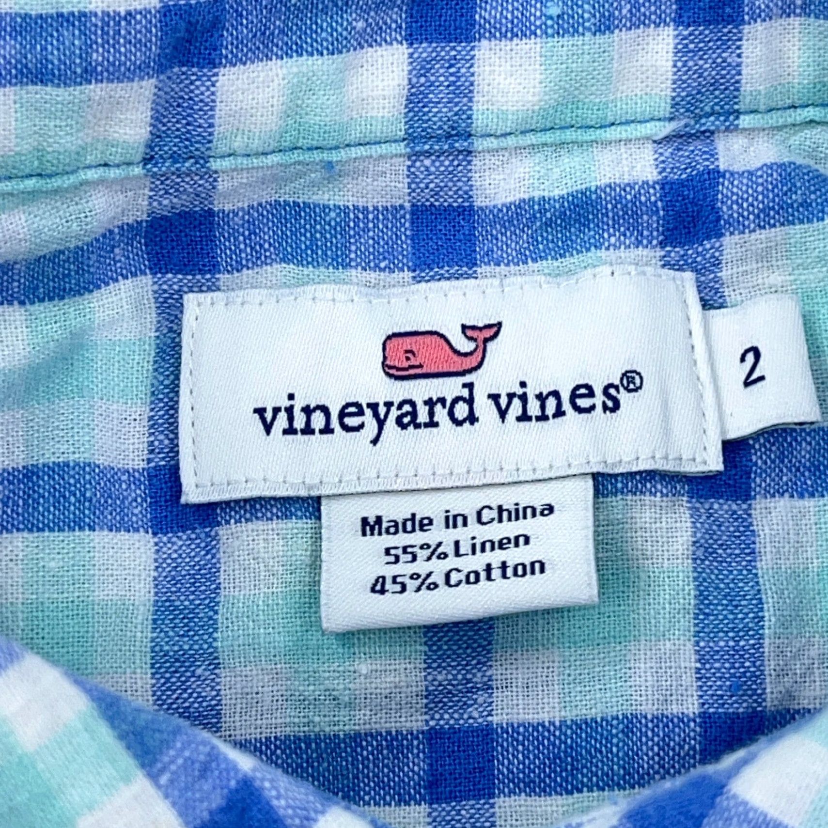 Vineyard Vines Vineyard Vines Shirt Women 2 Blue Linen Plaid Half Button Up Dress Ladies Top Size XS / US 0-2 / IT 36-38 - 4 Thumbnail