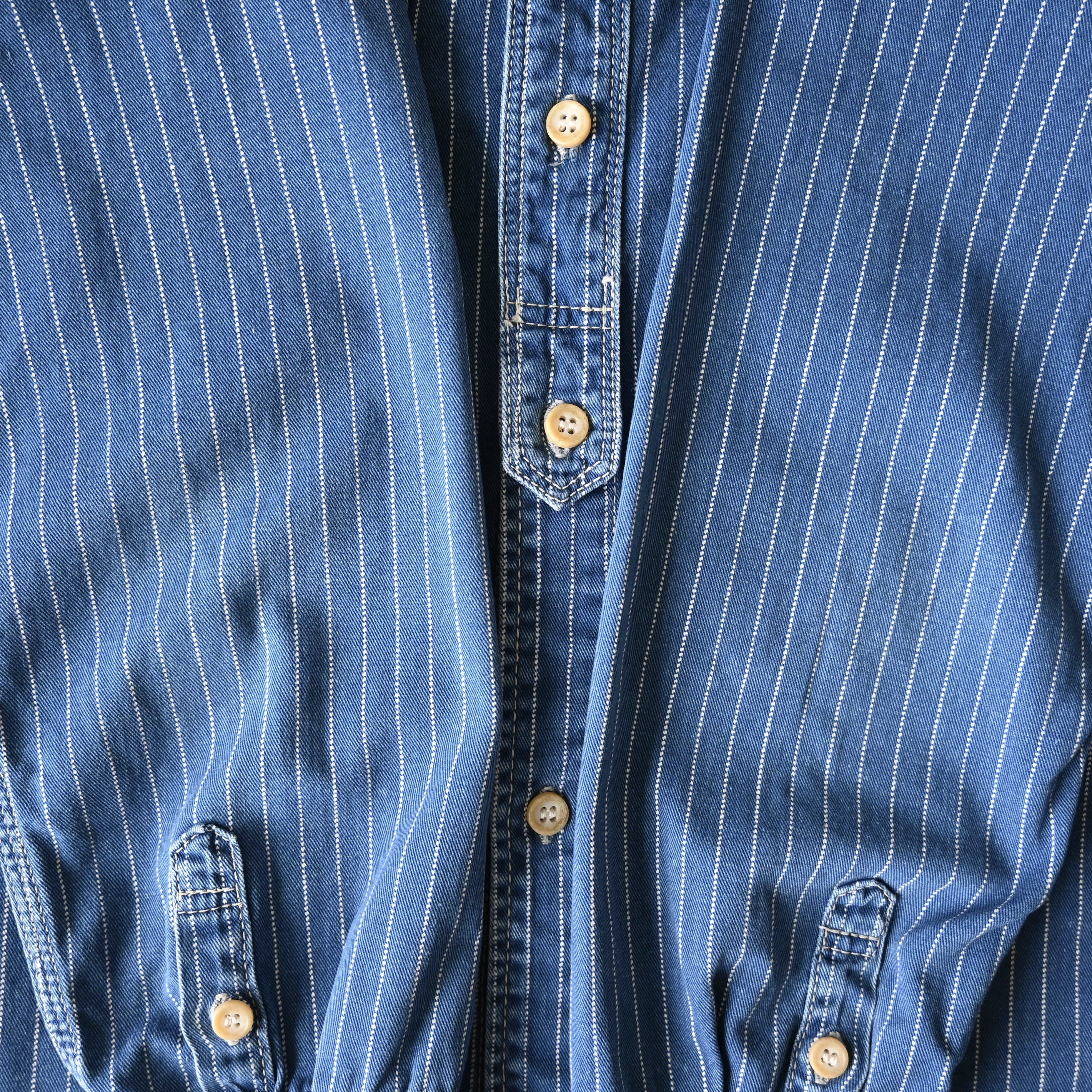 Eternal 2000s ETERNAL Wabash pin dot stripe indigo work shirt Size US S / EU 44-46 / 1 - 18 Thumbnail