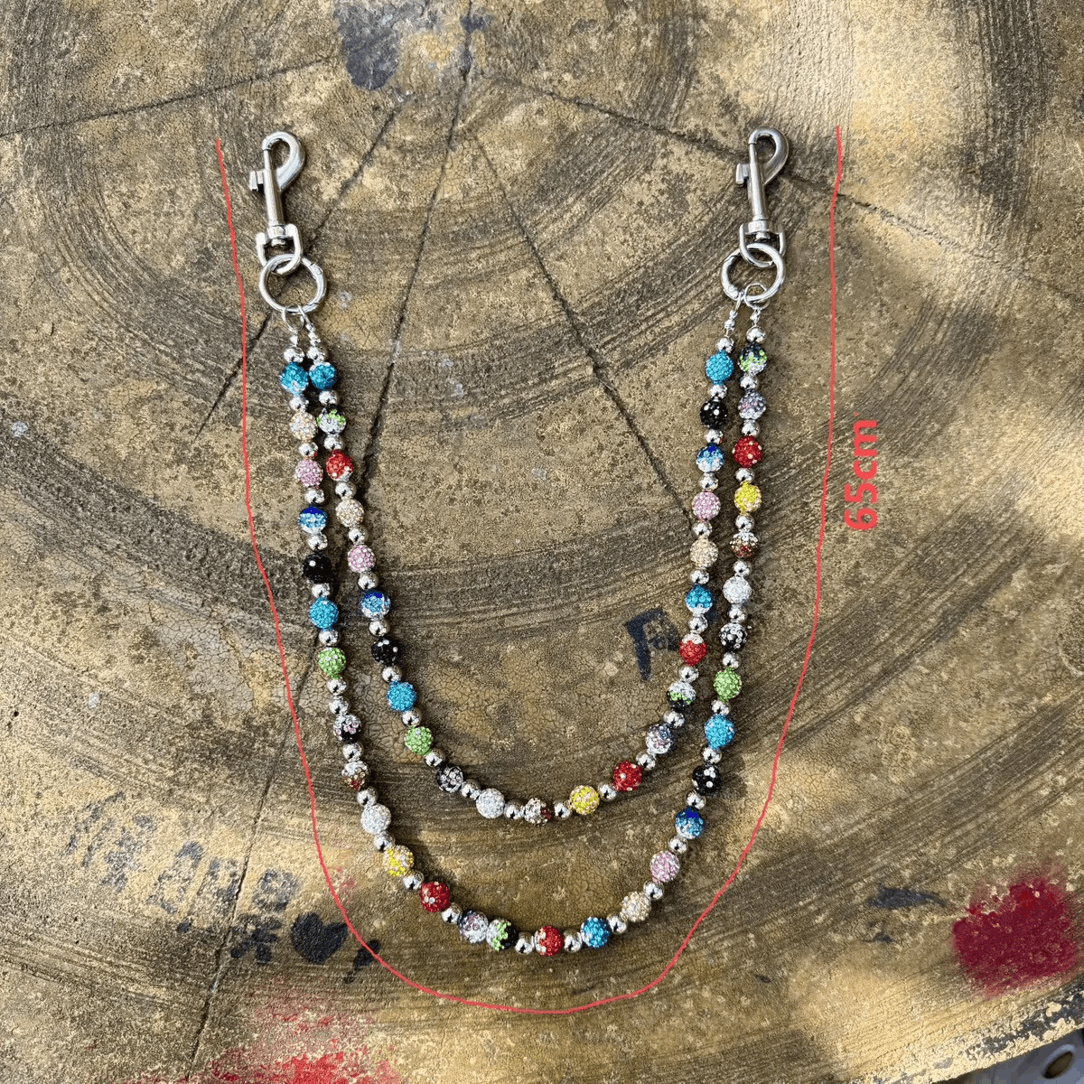 Jewelry Colorful Lucky Beaded Wallet Chain, Pants Chain, Belt Chain Size ONE SIZE - 2 Thumbnail