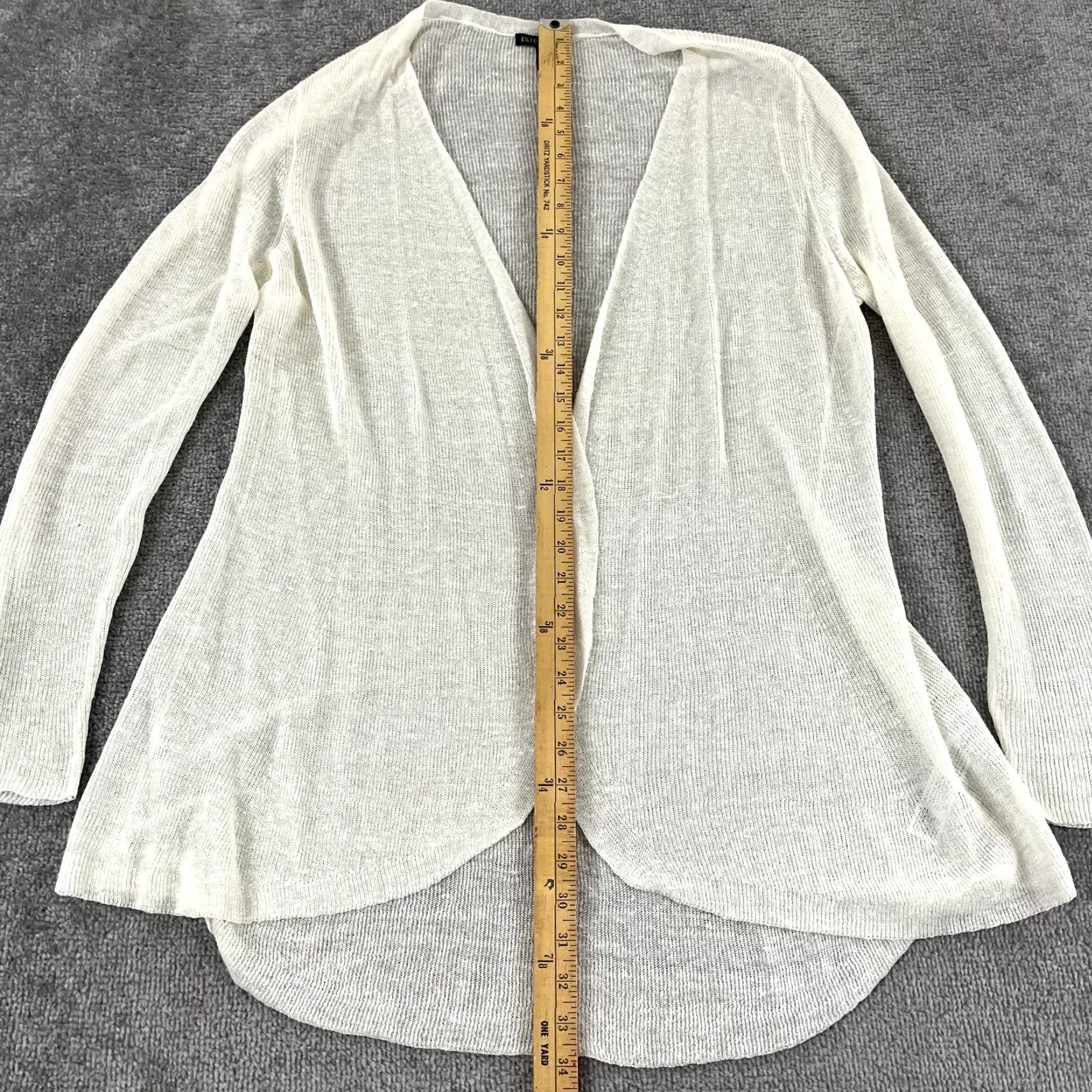 Eileen Fisher EILEEN FISHER White Womens Medium Open Front Knit Sweater Hemp Nylon Lightweight Size M / US 6-8 / IT 42-44 - 4 Thumbnail