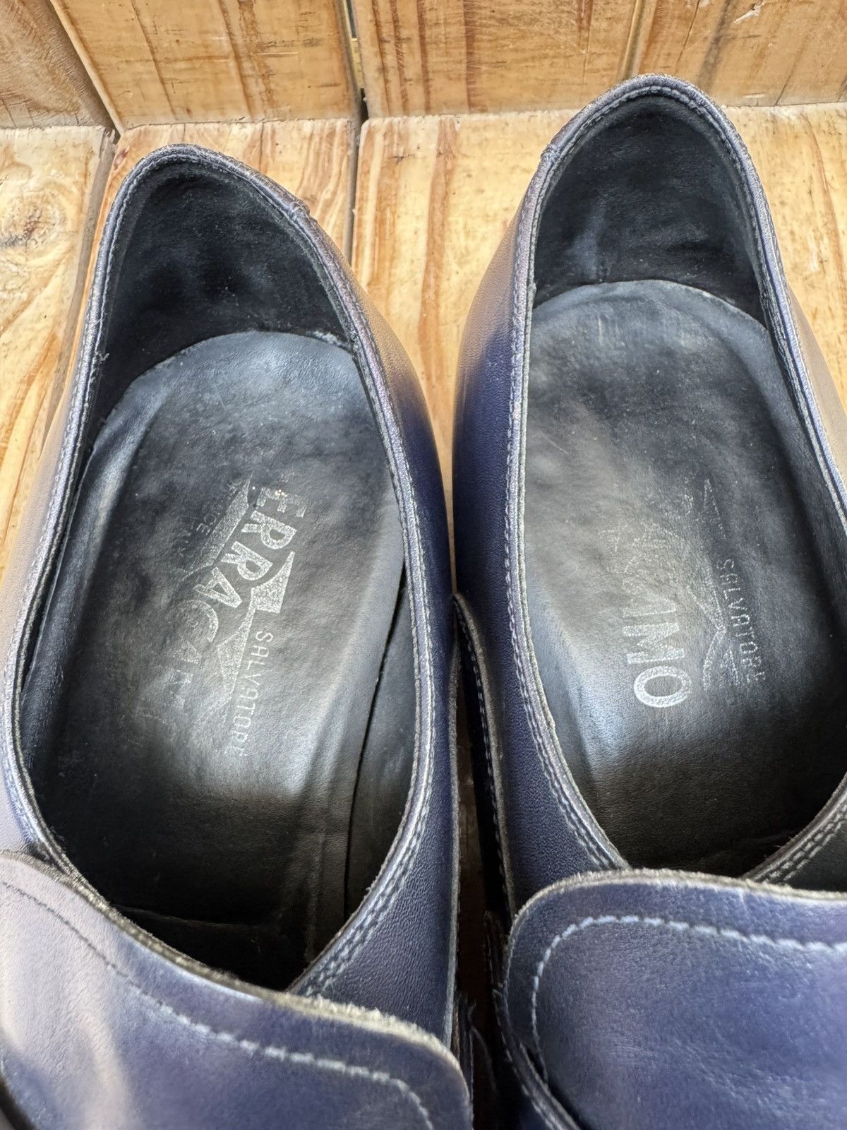 Salvatore Ferragamo Salvatore Ferragamo dark blue Leather shoes Sz USA 7.5 EEE Size US 7.5 / EU 40-41 - 18 Thumbnail