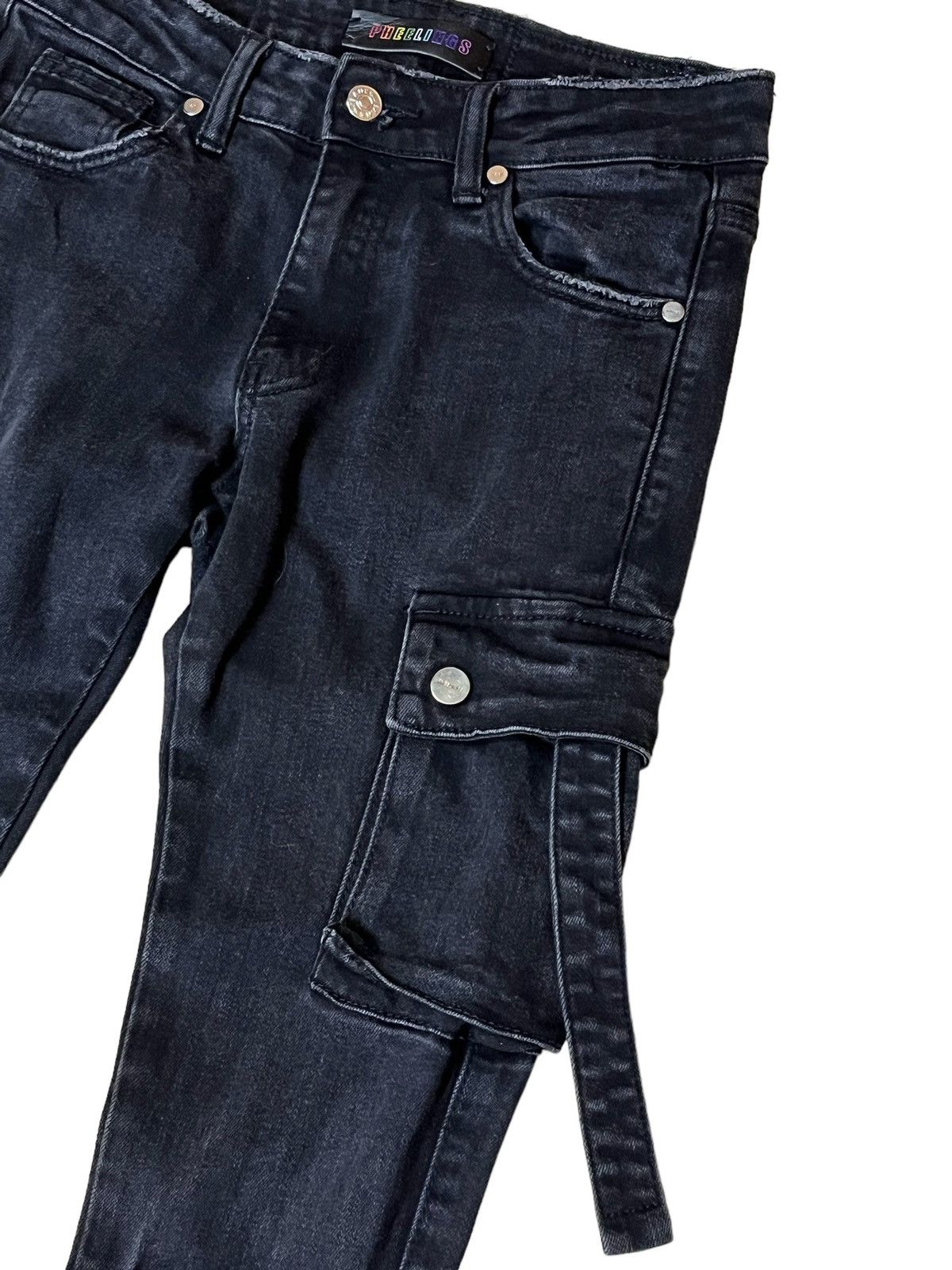 Le Grande Bleu (L.G.B.) SICK🔥PHEELINGS STACKED BONDAGE STRETCH COTTON FLARE JEANS Size US 30 / EU 46 - 5 Thumbnail