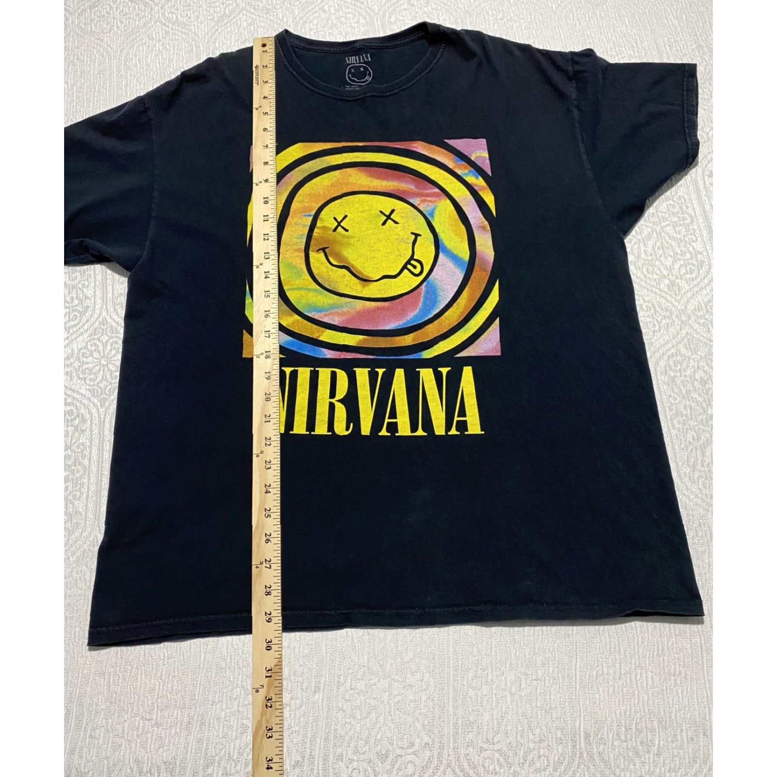 Vintage Nirvana Shirt Mens XL Black Tie Dye Smiley Face Graphic Band Tee Grunge Rock Size US XL / EU 56 / 4 - 5 Thumbnail