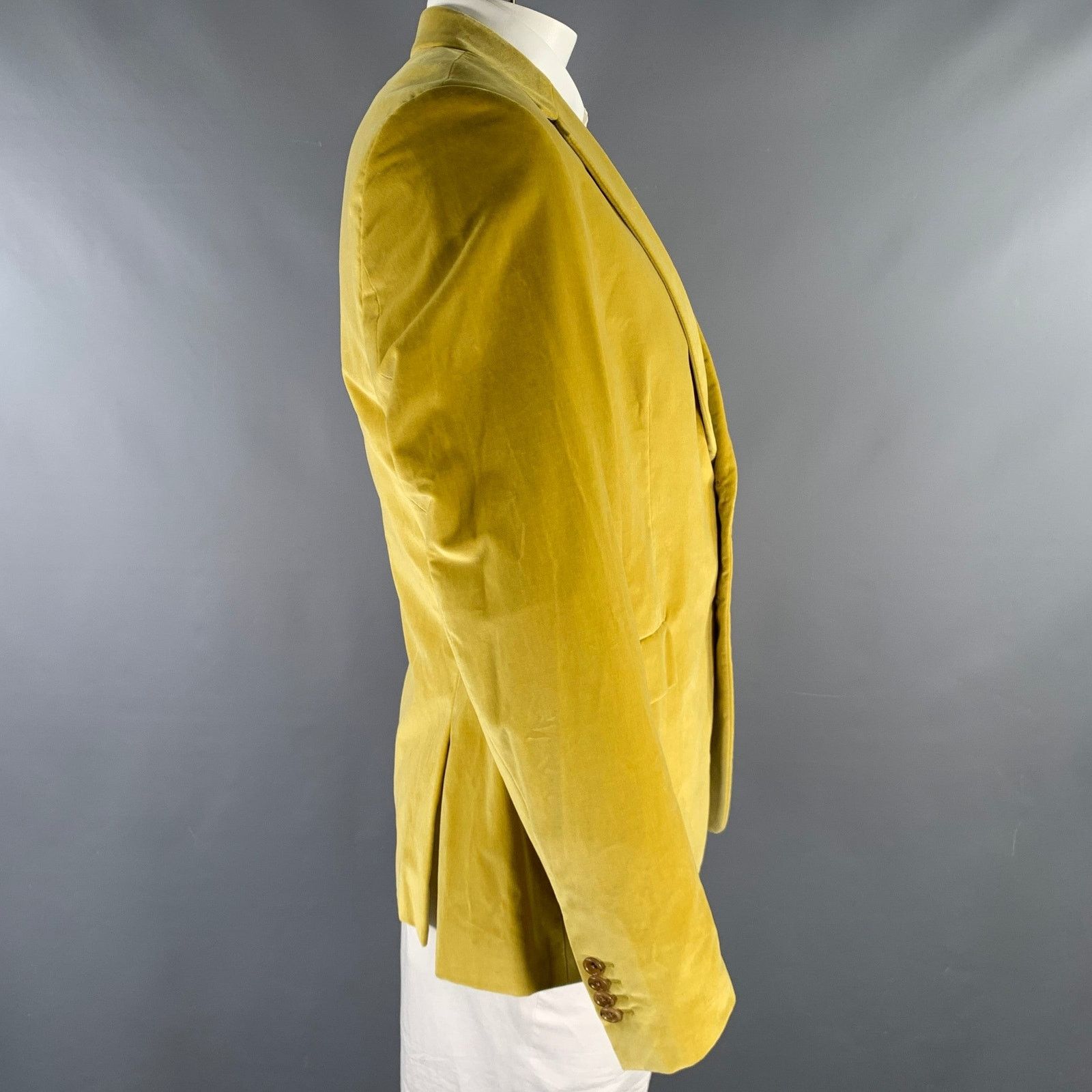 Paul Smith PAUL SMITH 46R Yellow Velvet Cotton Blend Sport Coat Size 46R - 3 Thumbnail