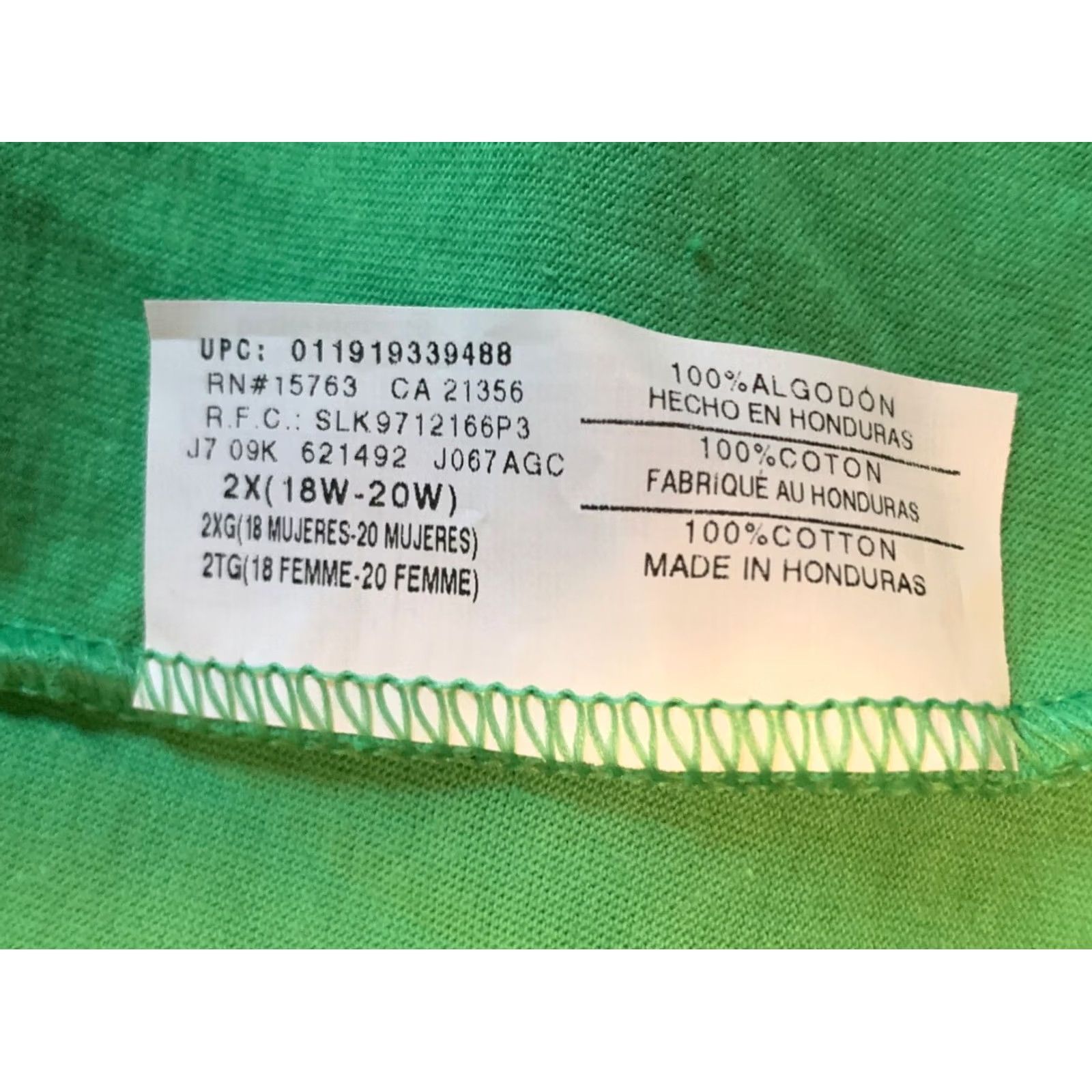 Vintage JMS Shirt Plus 2X Green Knit Short Sleeve Round Neck Ruffle Cotton NWT 775 Womens Size XXL / US 16-18 / IT 52-54 - 5 Thumbnail