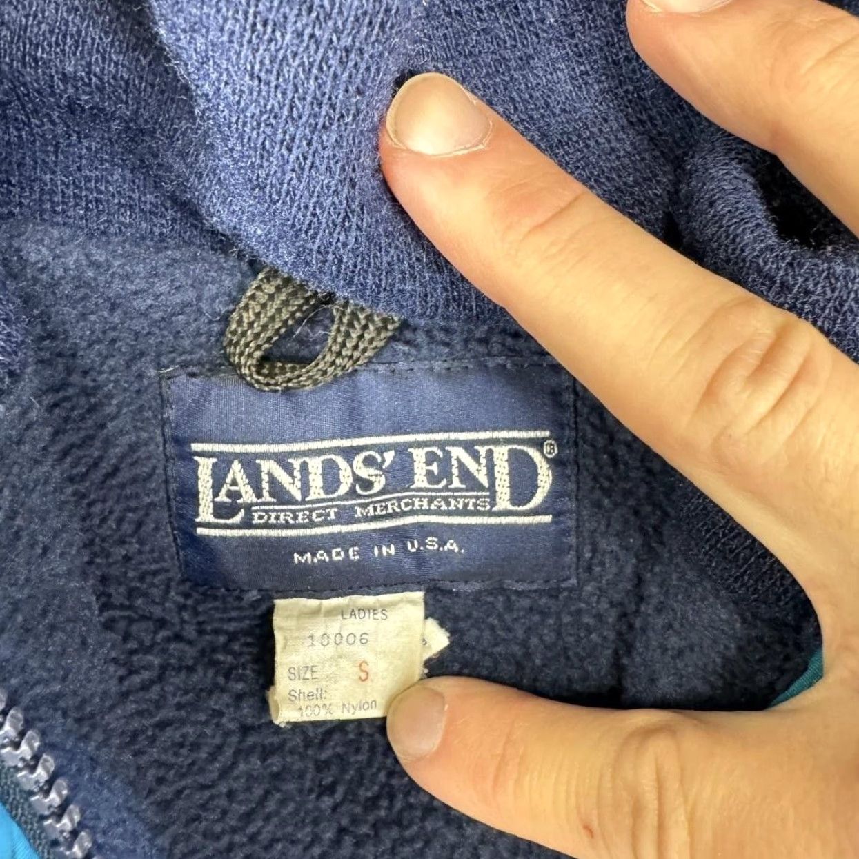 Lands' End VINTAGE Lands' End Jacket Womens Small Blue Hooded Fleece Lined Made in USA 90s Size S / US 4 / IT 40 - 5 Thumbnail