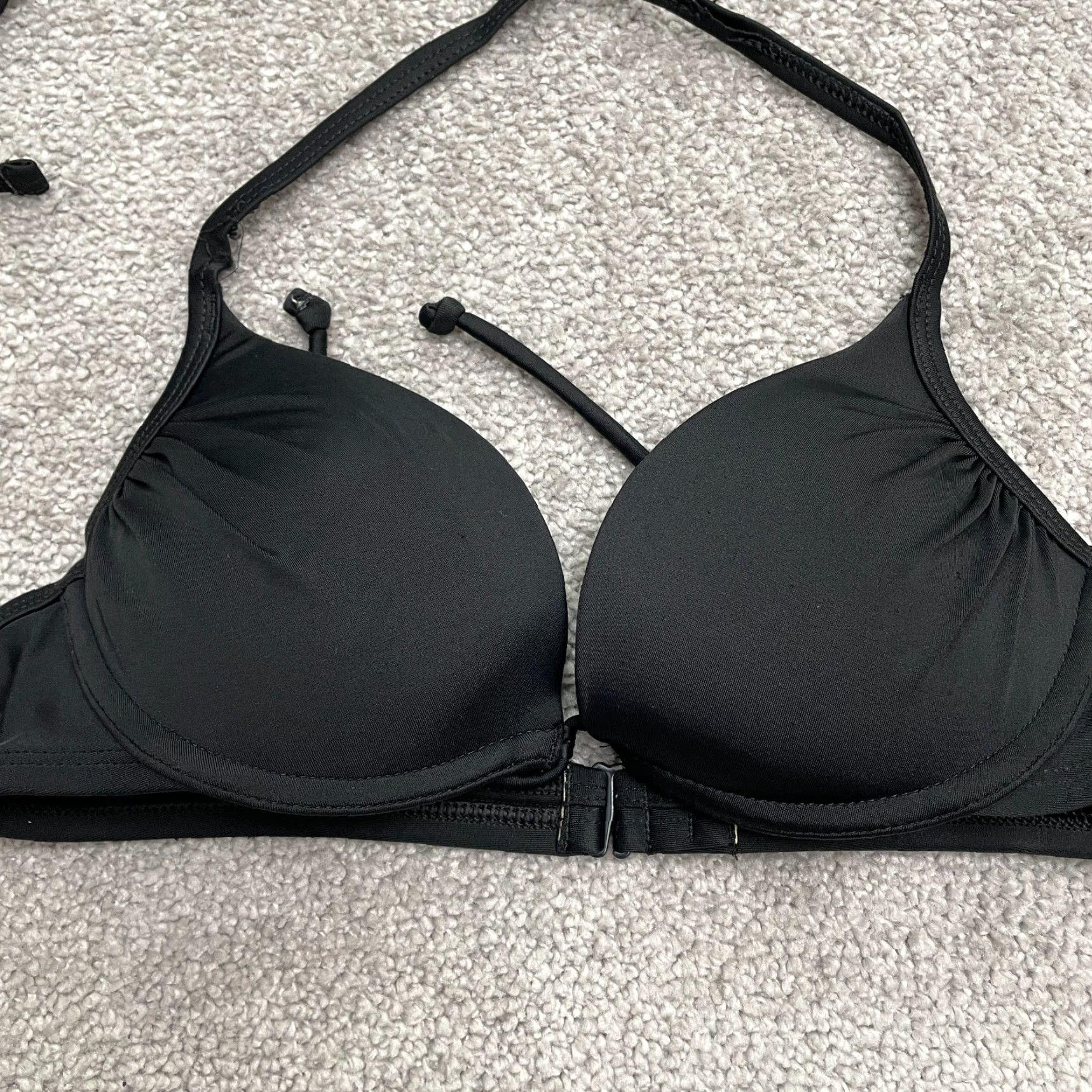 Vintage Aerie Bikini Top Womens 32B Black Halter Padded Underwire Beach Swimwear Top Size XXS / US 00 / IT 34 - 5 Thumbnail