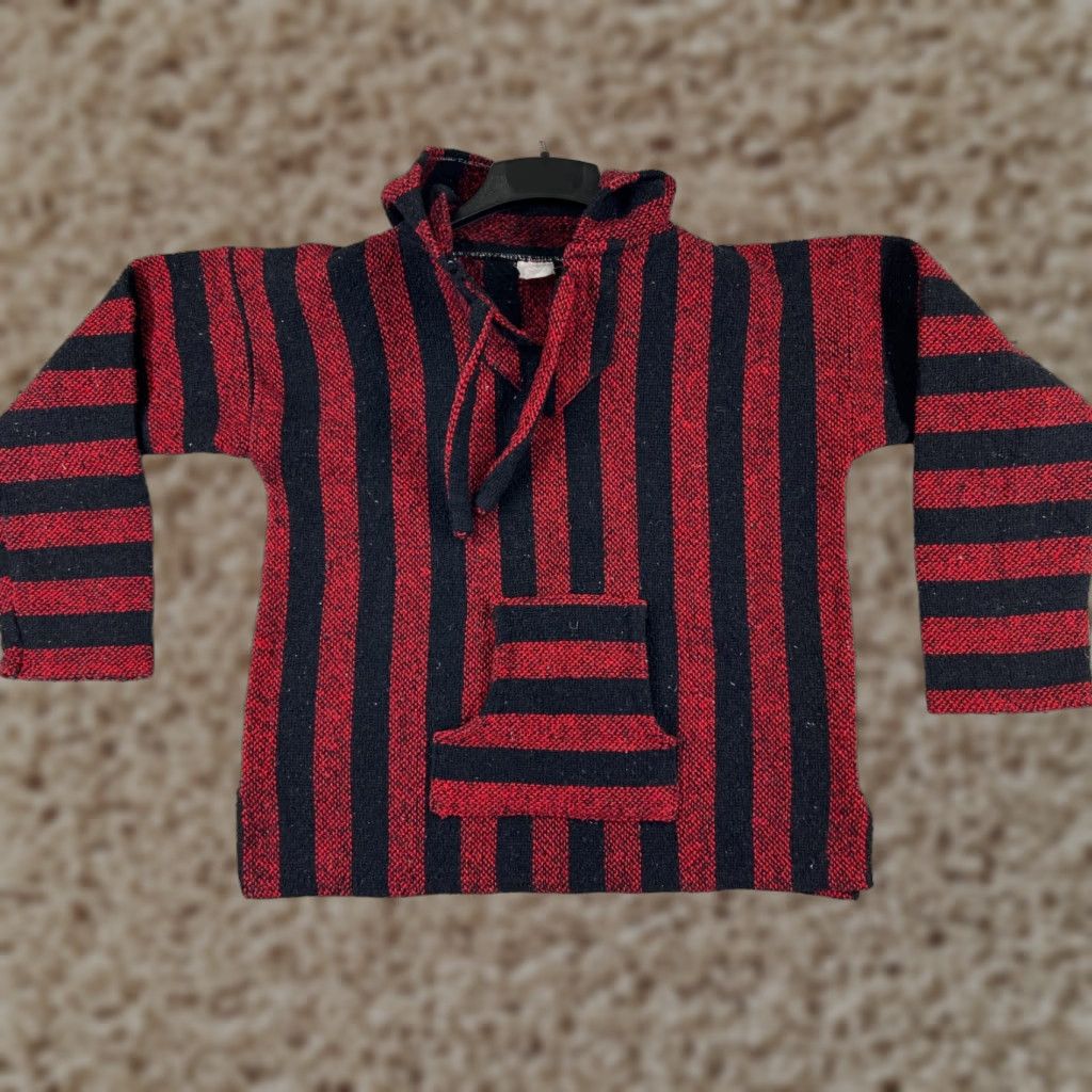 Pinko Baja Hoodie Unbranded Hoodie Adult M Red Pink Black Pocket Striped Acrylic Jersey Crew Neck Pullover All Seasons Hooded Size US M / EU 48-50 / 2 - 1 Thumbnail