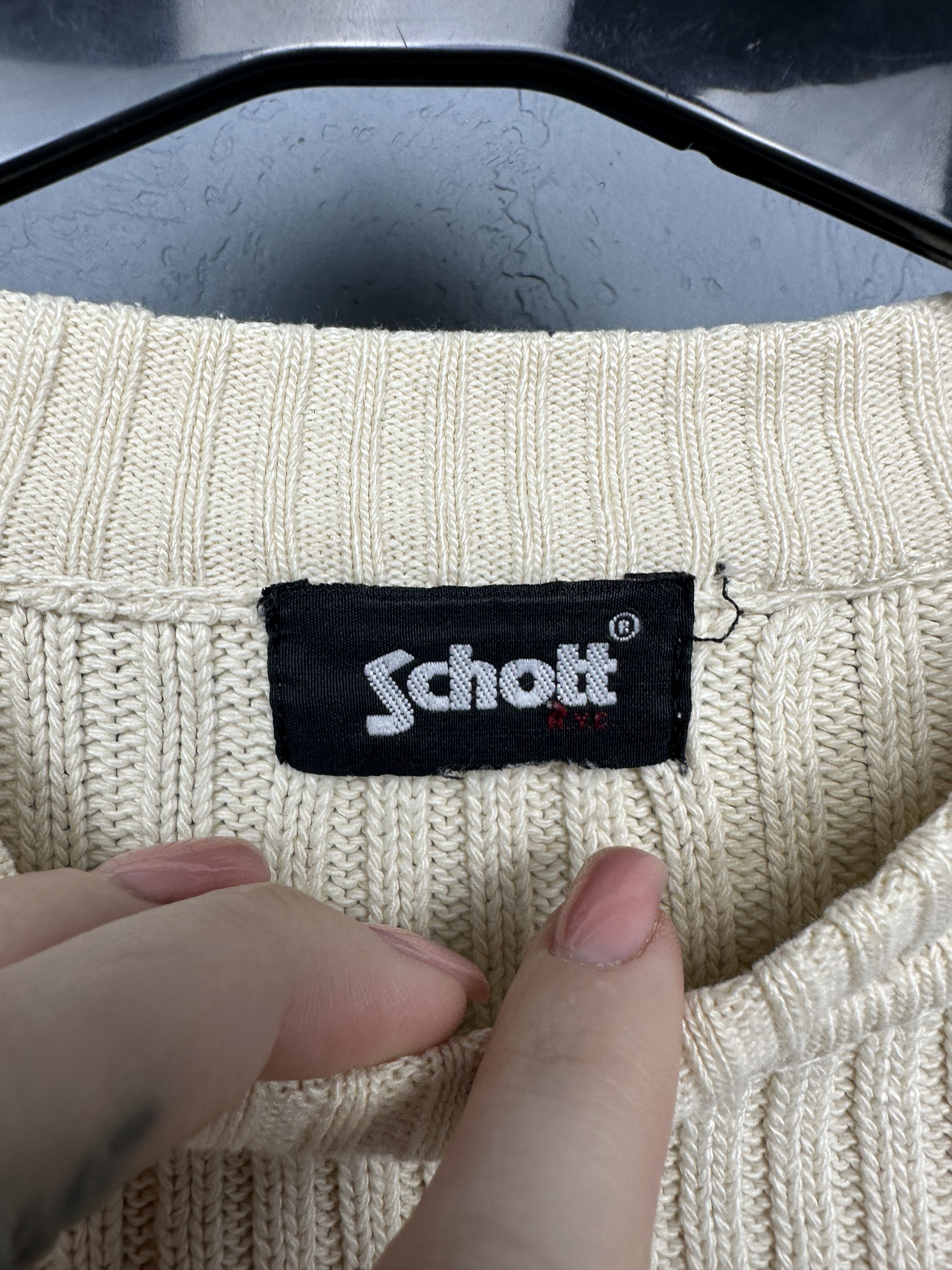 Schott Schott Vintage Mens Crew Neck Knit Sweater Size US L / EU 52-54 / 3 - 4 Thumbnail