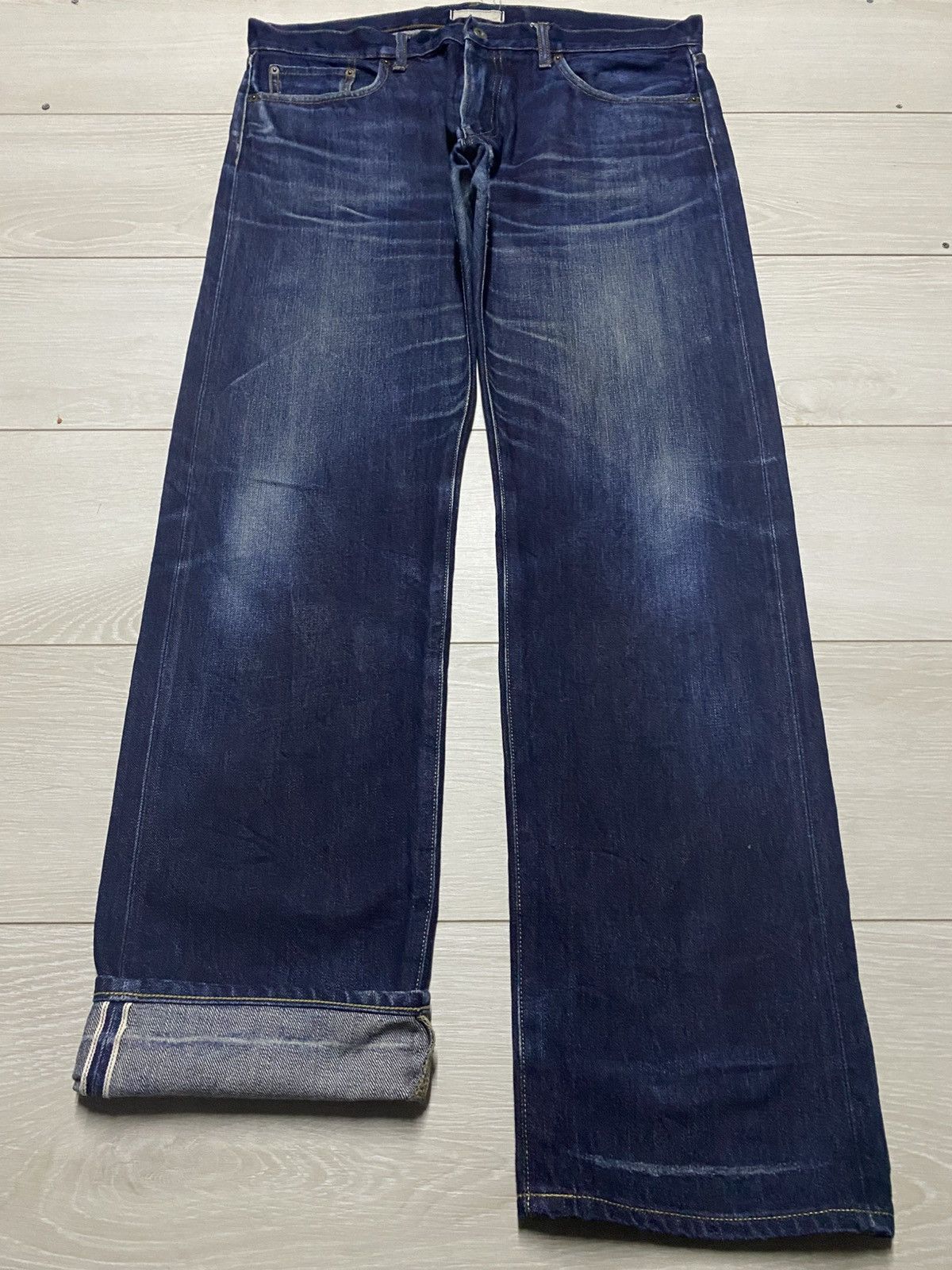 Undercover × Uniqlo Uniqlo Selvedge Blue Whisker Fade Wash Distressed Jeans Size US 37 - 1 Thumbnail