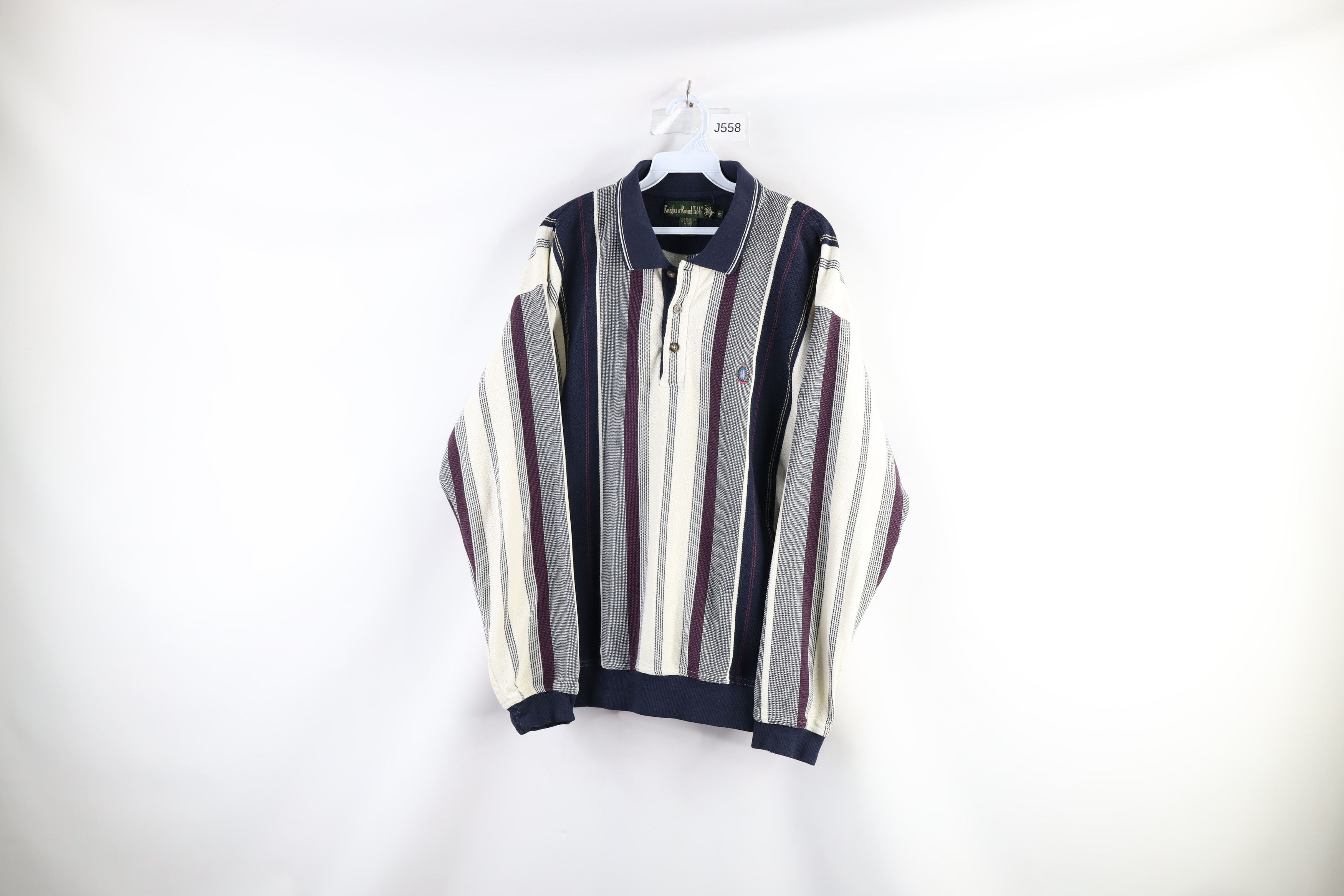 Vintage Vintage 90s Streetwear Block Knit Collared Long Sleeve Polo Size US XL / EU 56 / 4 - 1 Thumbnail