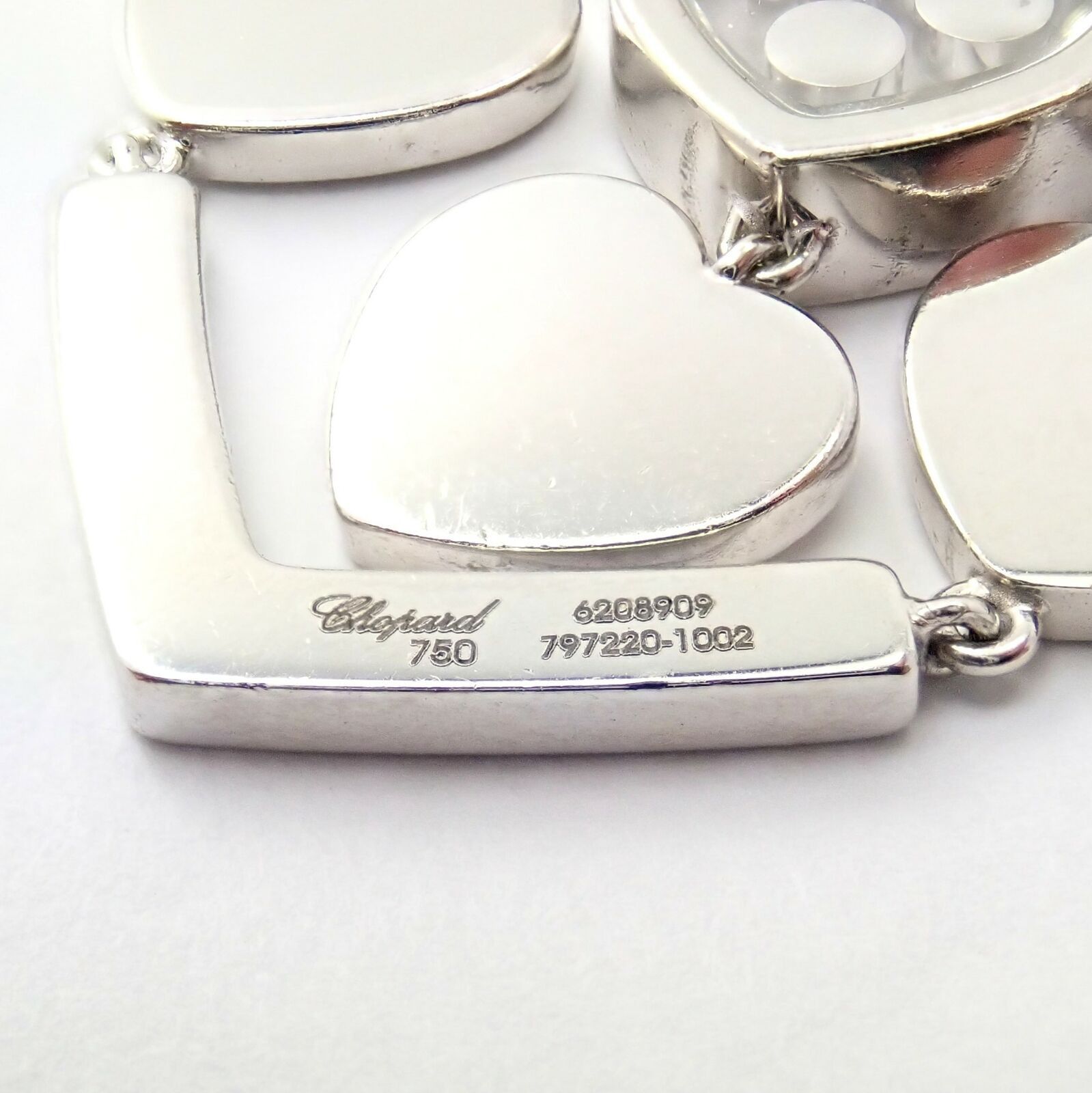 18k White Gold Large Double Happy Hearts Diamond Necklace