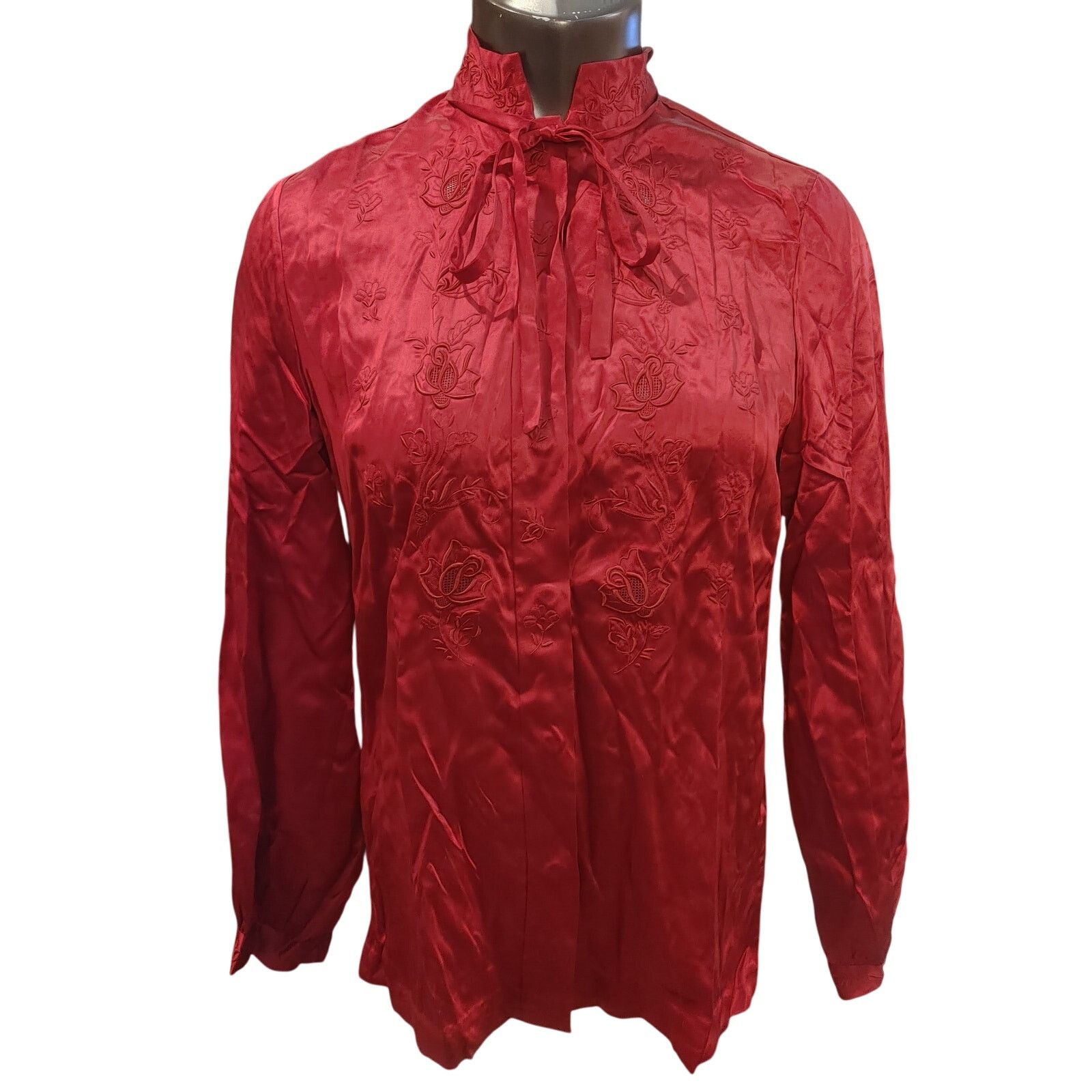 Other Chinese Arts & Crafts Women's 36 Red Kimono Long Sleeve Top Size XS / US 0-2 / IT 36-38 - 1 Thumbnail