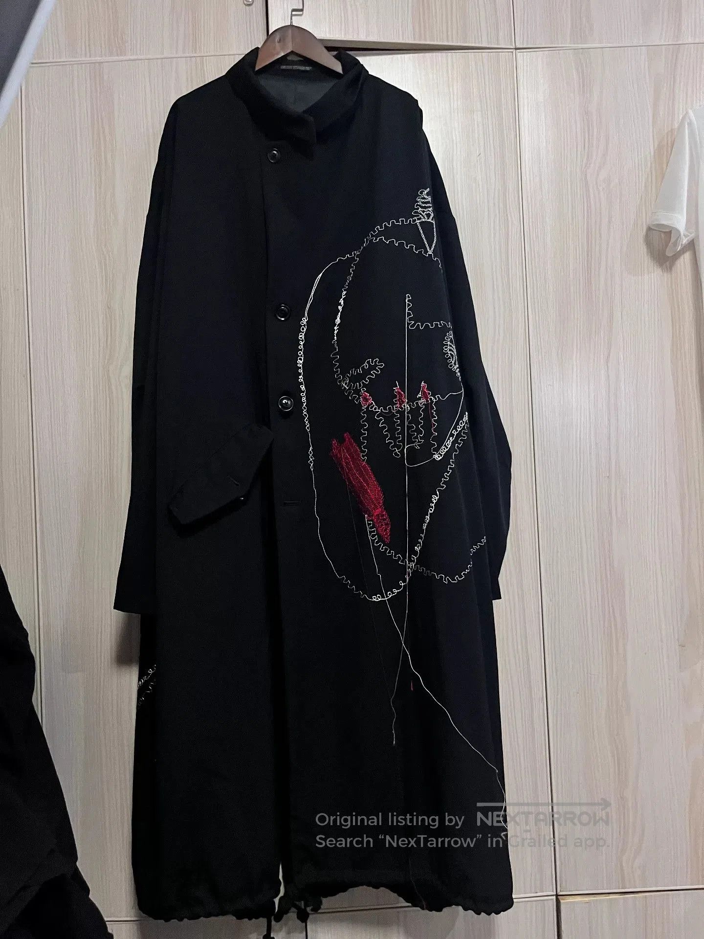 Yohji Yamamoto Yohji Yamamoto Embroidered Wool Coat. Size XL / US 12-14 / IT 48-50 - 1 Thumbnail