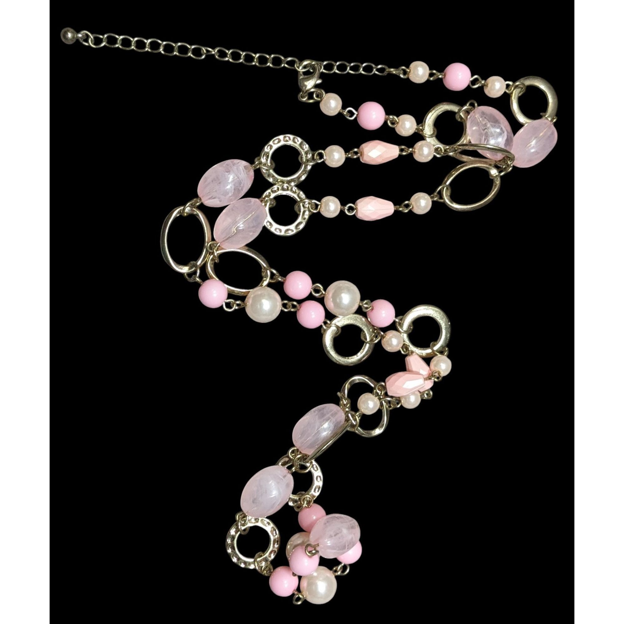 Other Coquette Pink And Gold Tone Beaded Chain Necklace Size ONE SIZE - 1 Thumbnail
